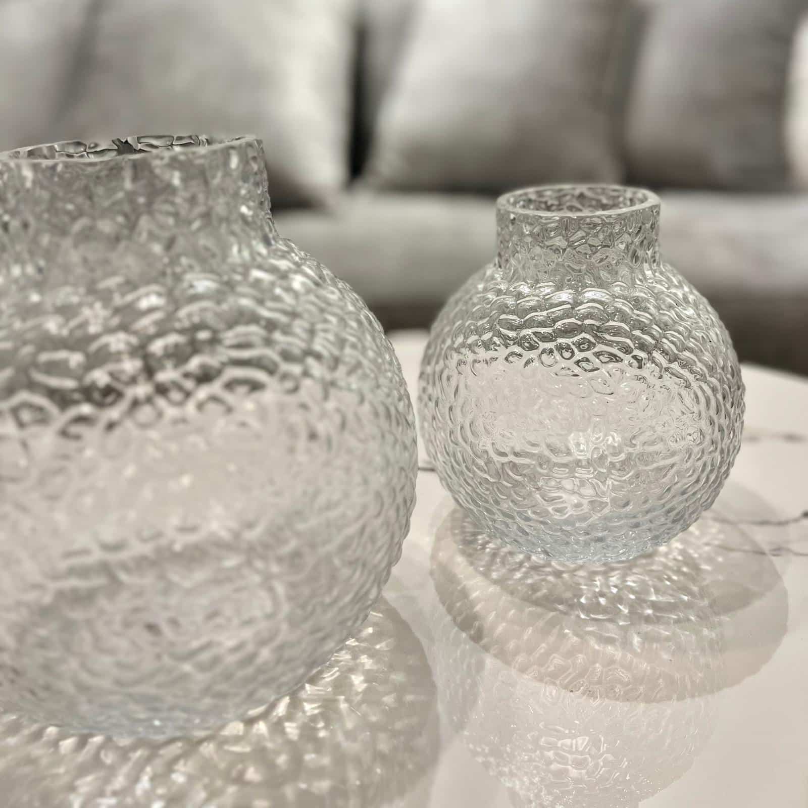 כד זכוכית עגול ריקועים פיה ישרה דגם איקו