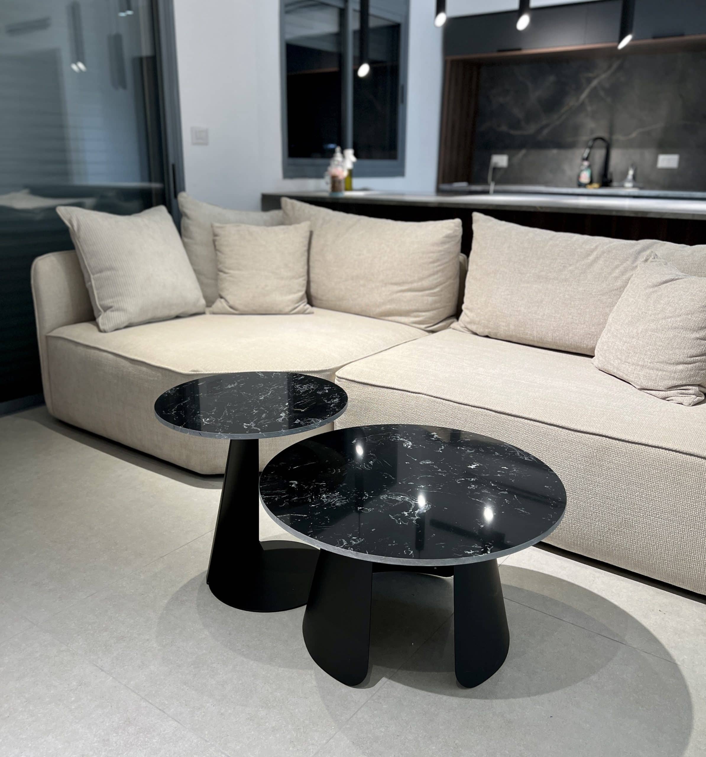 סט שולחנות סלון עגולים דגם איקו מרבל שחור - אחרון במלאי! סט שולחנות סלון עגולים דגם איקו מרבל שחור - אחרון במלאי!