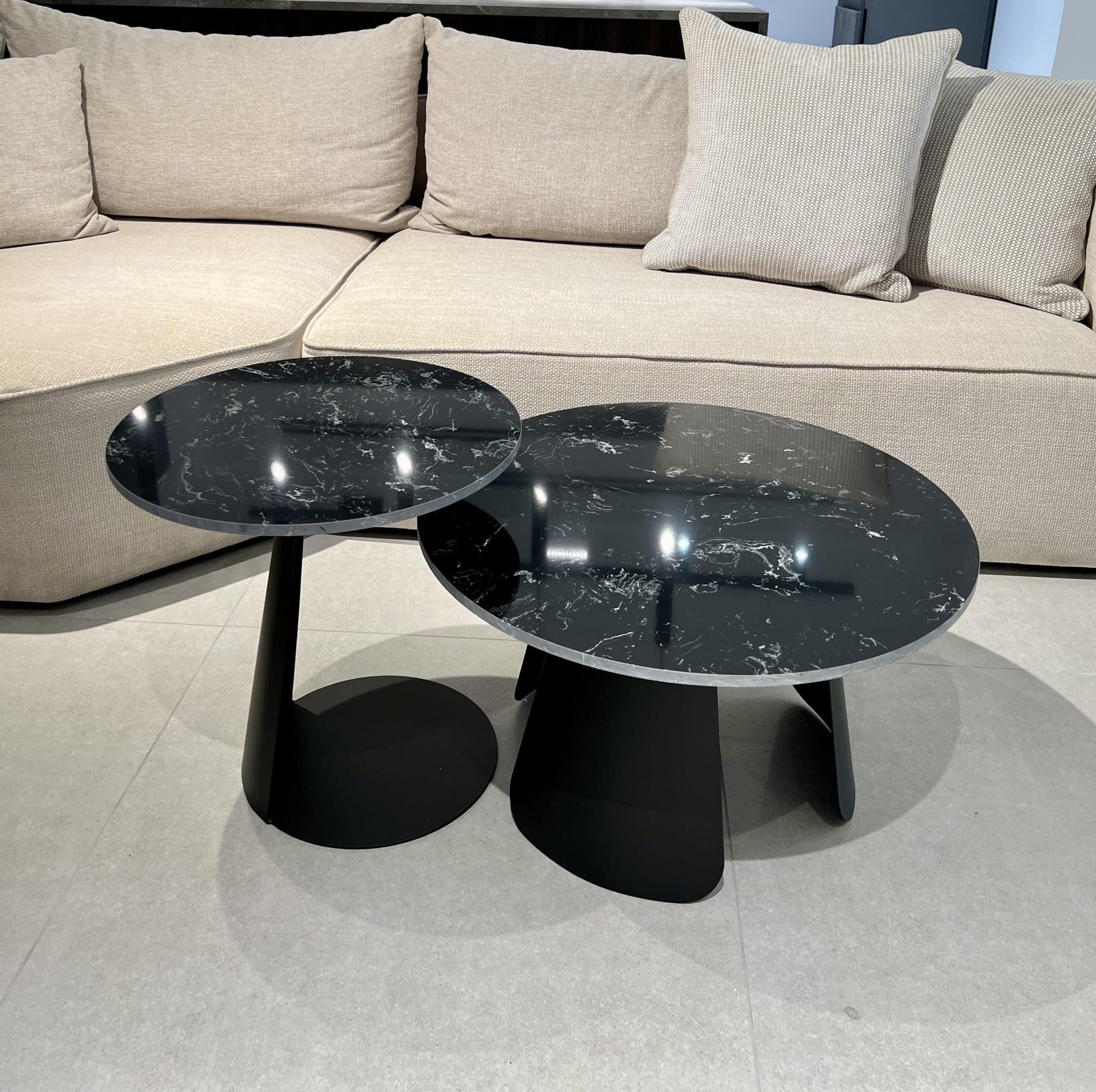 סט שולחנות סלון עגולים דגם איקו מרבל שחור - אחרון במלאי! סט שולחנות סלון עגולים דגם איקו מרבל שחור - אחרון במלאי!