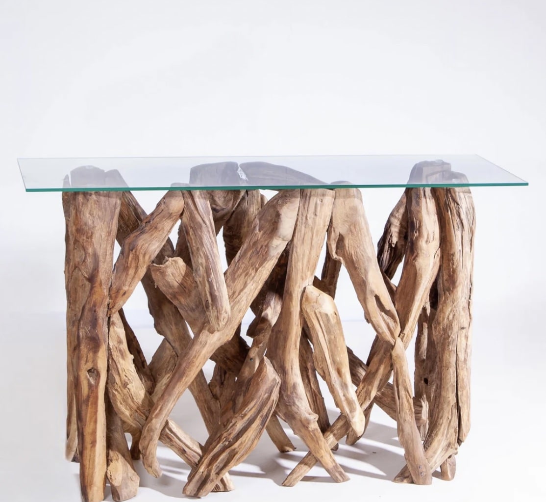 קונסולה דגם גלילה משורשים עם פלטה זכוכית קונסולה דגם גלילה משורשים עם פלטה זכוכית