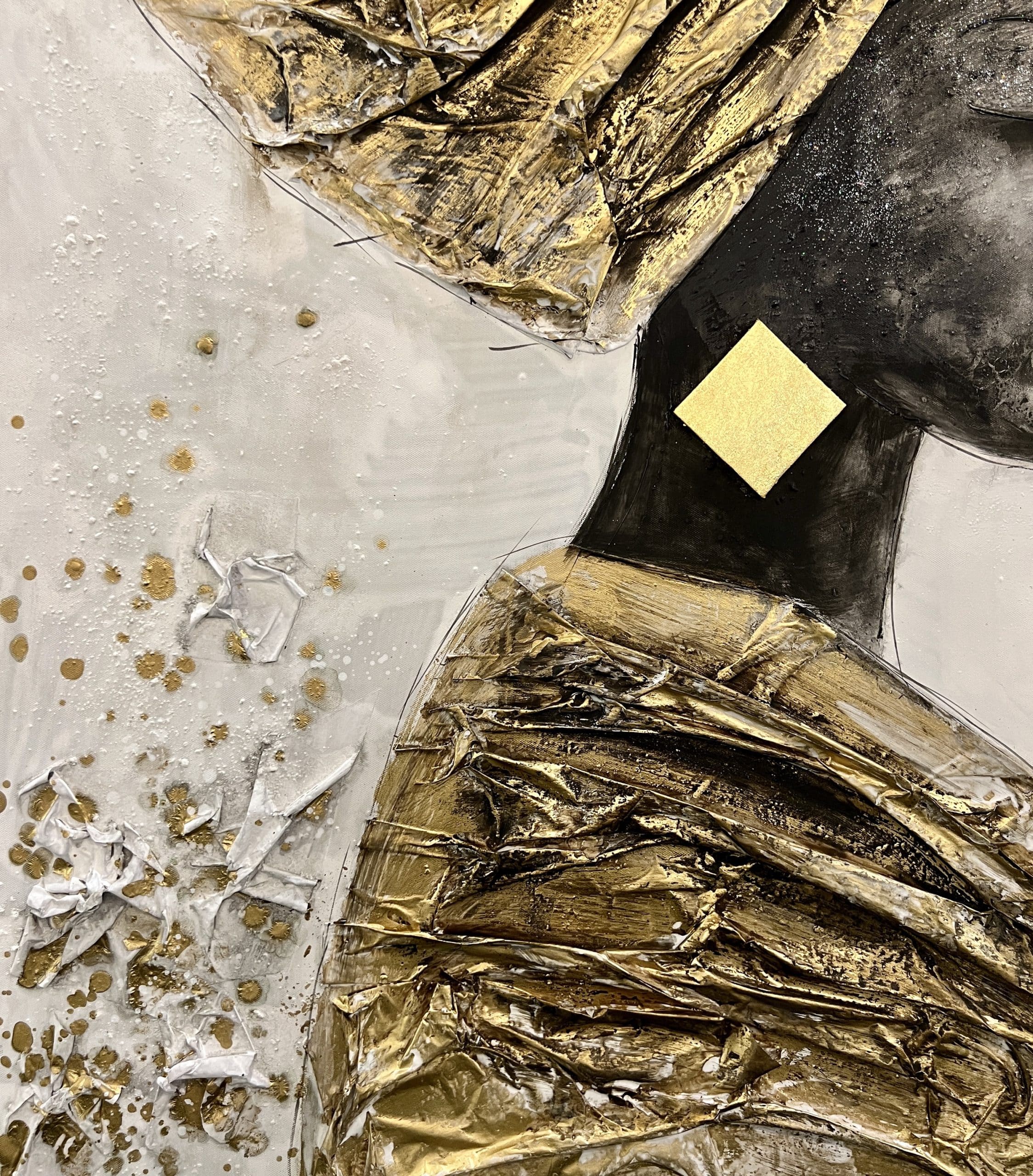 תמונת שמן אפריקאית בשילוב הדפסה אנאל עם מסגרת