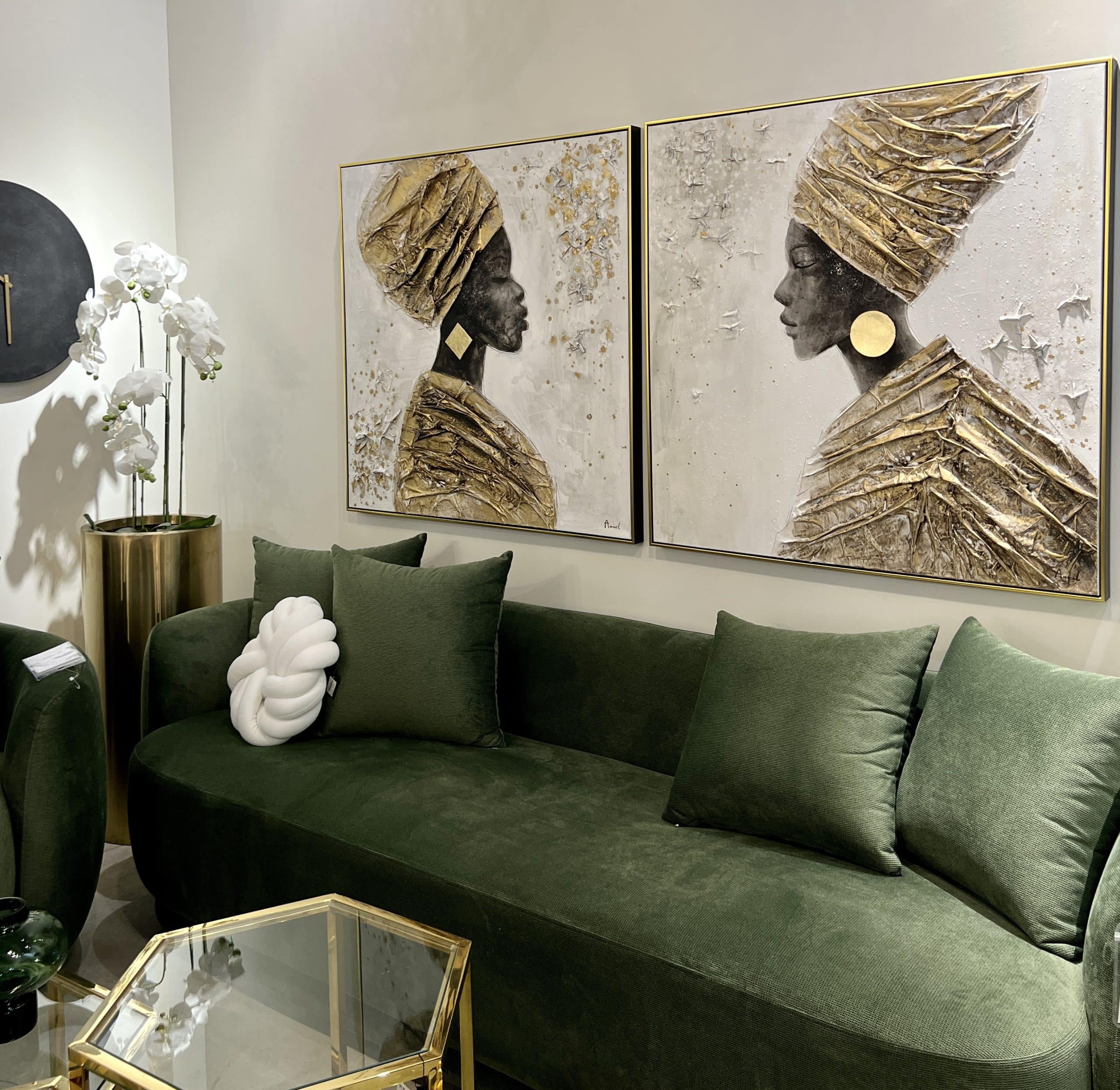 תמונת שמן אפריקאית בשילוב הדפסה אנאל עם מסגרת