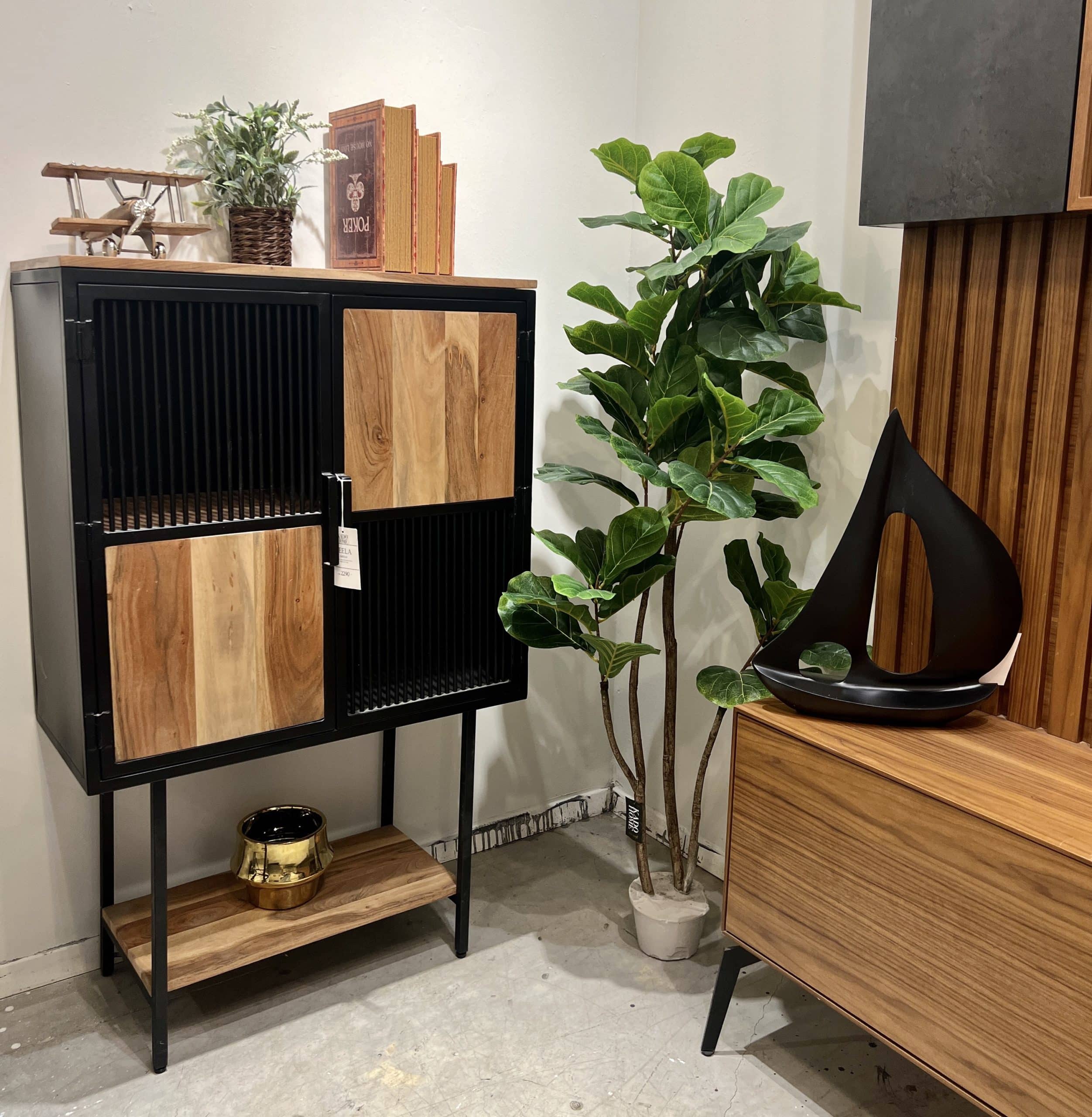 ארונית עץ שיטה דלתות פסים ברזל שחור דגם "לילה" - חיסול!!