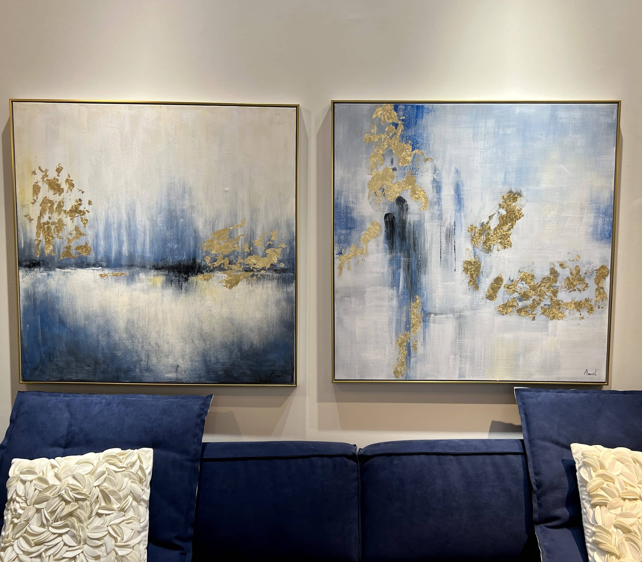 תמונת שמן אנאל מופשטת בשילוב הדפסה עם מסגרת תמונת שמן אנאל מופשטת בשילוב הדפסה עם מסגרת