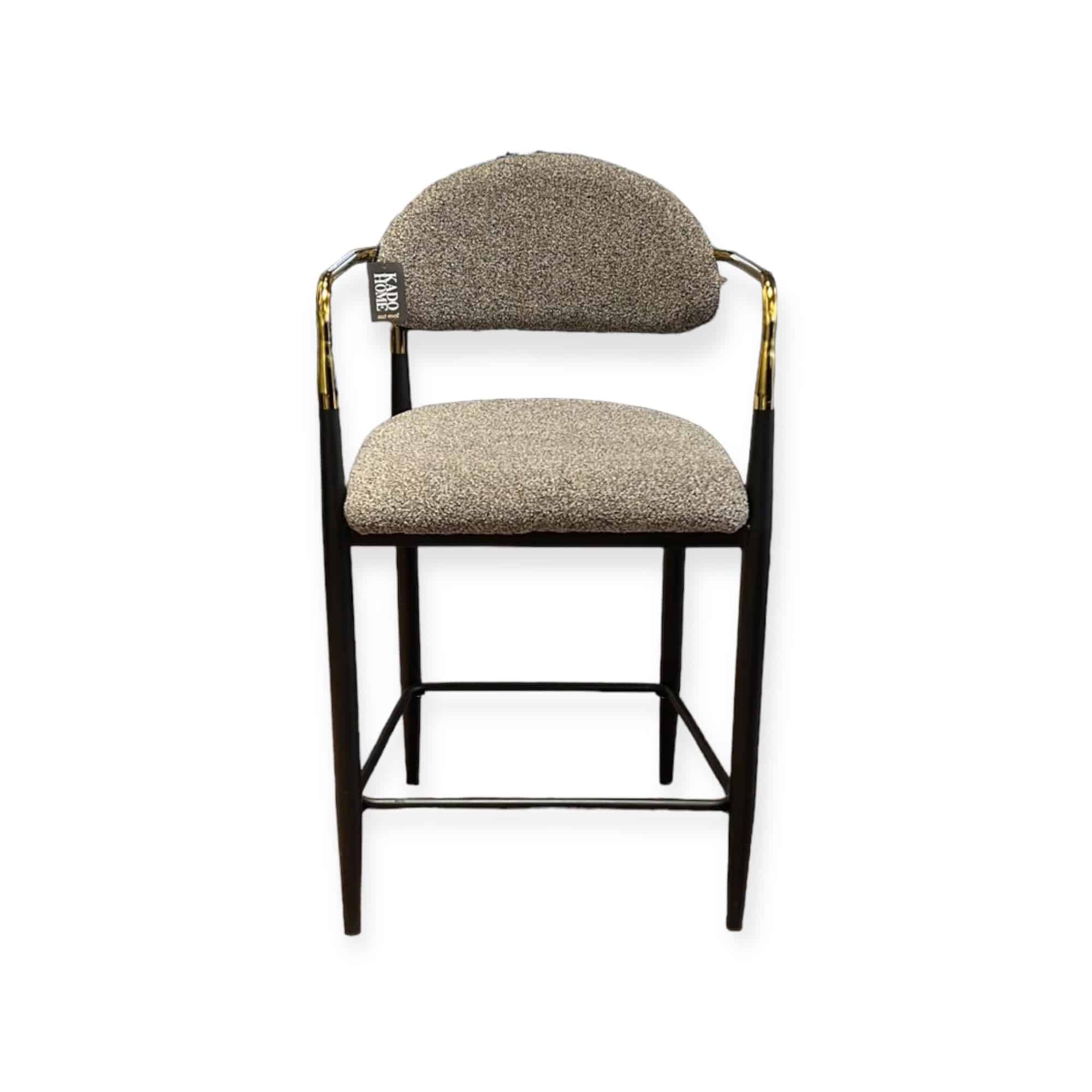 כסא בר דגם מודרן קימי ידיות זהב רגליים שחור בוקלה בז כסא בר דגם מודרן קימי ידיות זהב רגליים שחור בוקלה בז