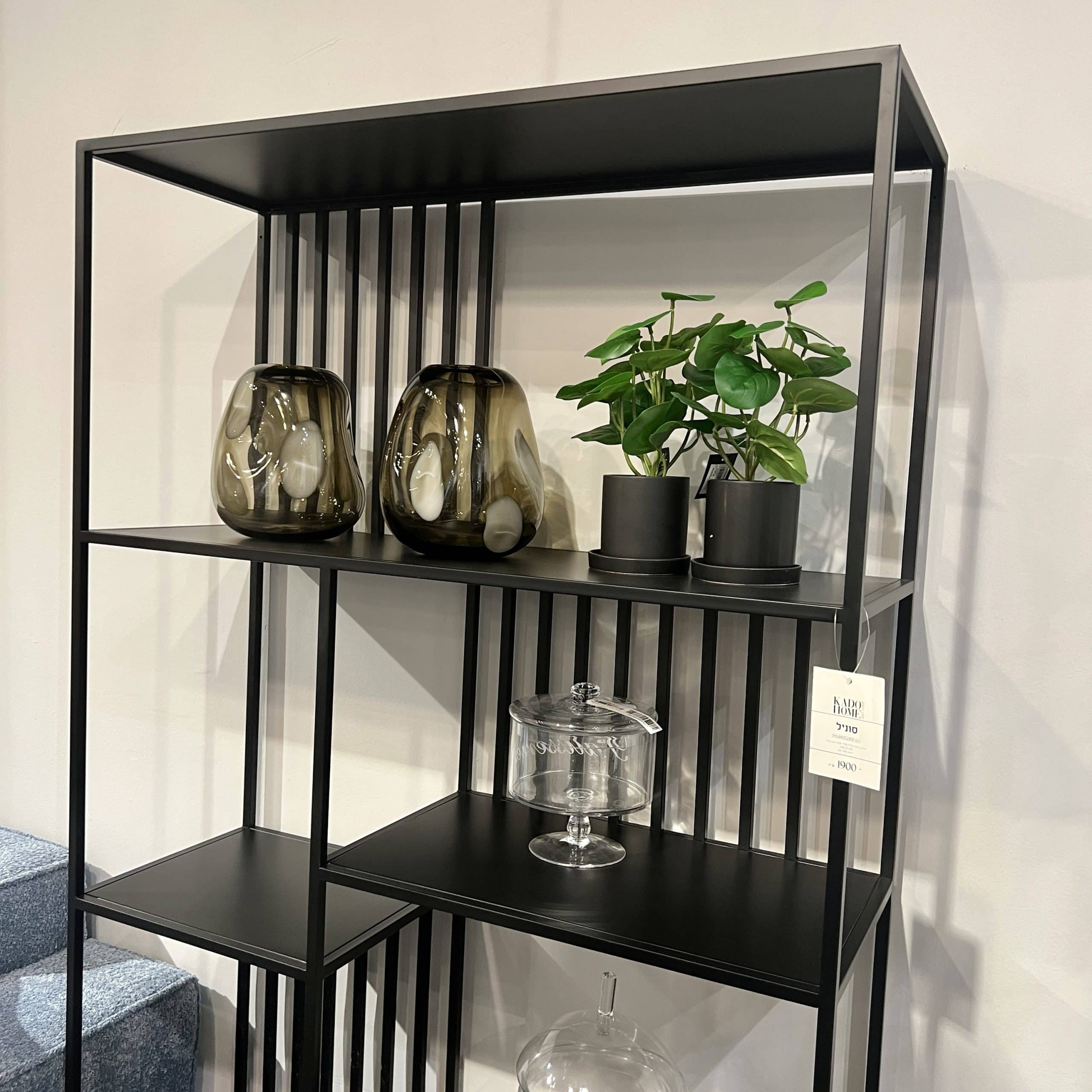 יחידת מדפים - ספריה מעוצבת ברזל שחור פסים דגם סוניל - אחרונה מתצוגה! יחידת מדפים - ספריה מעוצבת ברזל שחור פסים דגם סוניל - אחרונה מתצוגה!