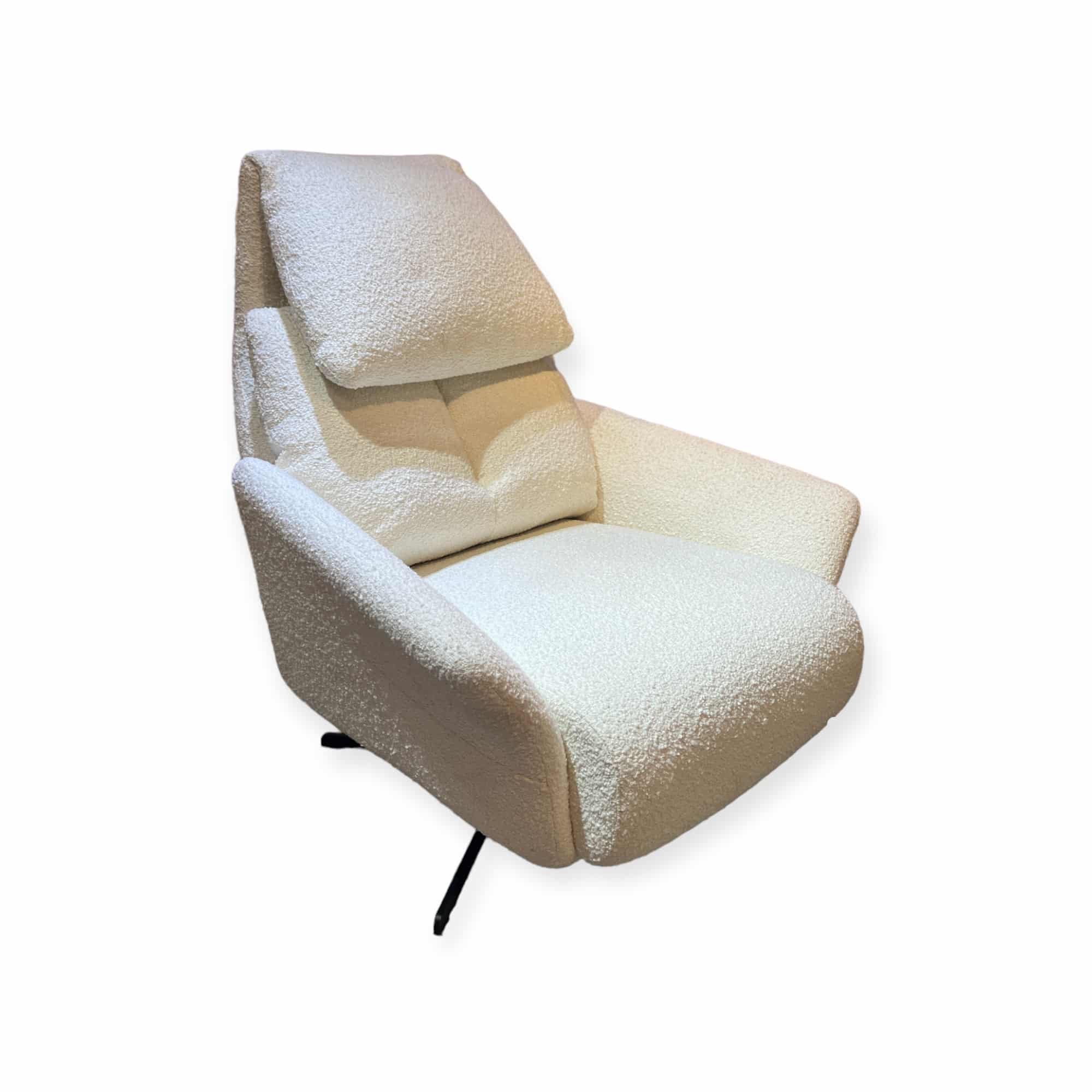 כורסא מעוצבת נפתחת רילקס דגם קימי בד בוקלה שמנת