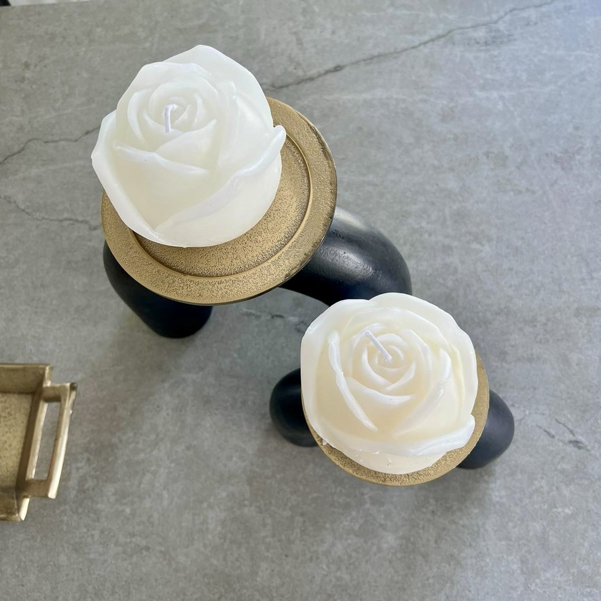 נר שושנה ורד שמנת דגם איקו