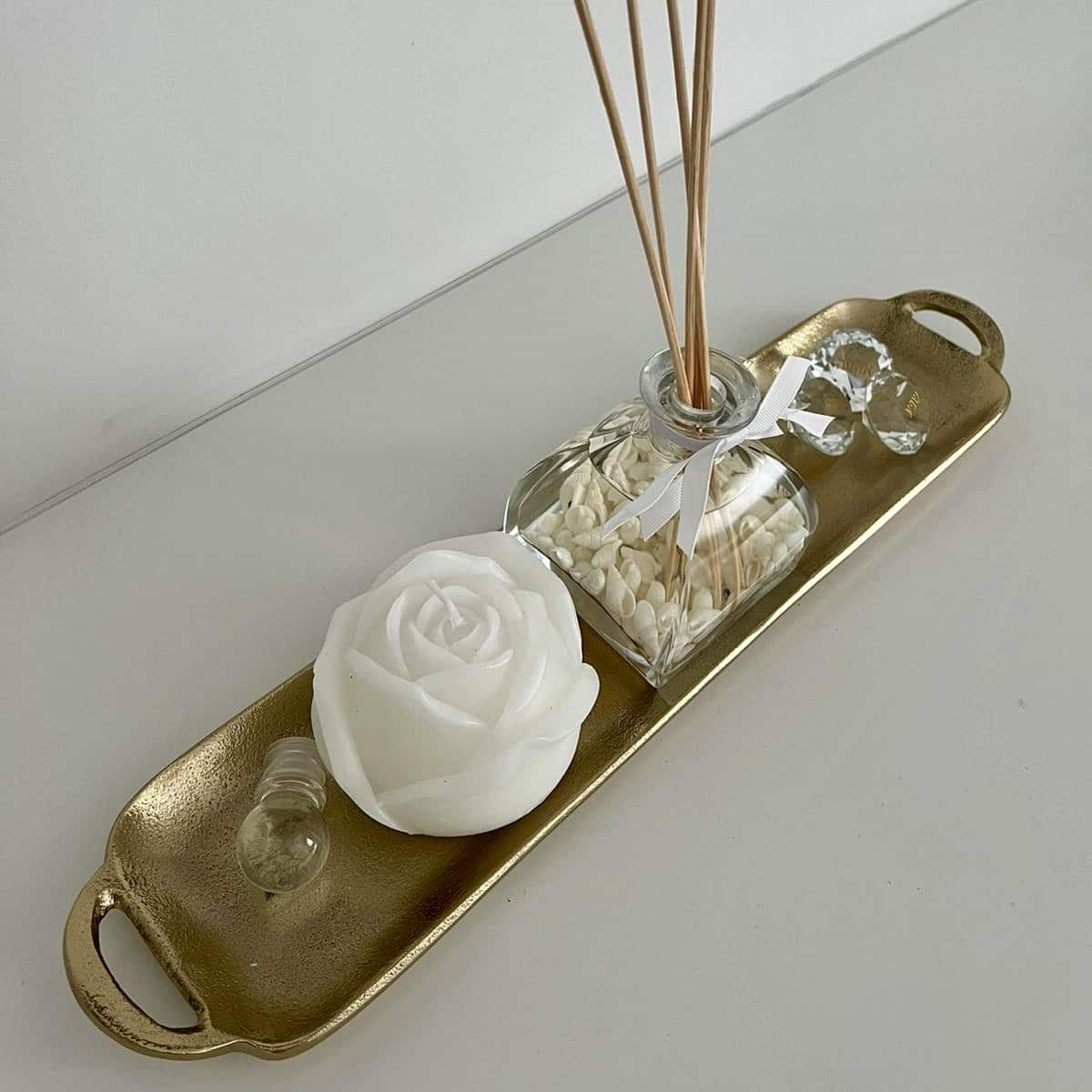 נר שושנה ורד שמנת דגם איקו