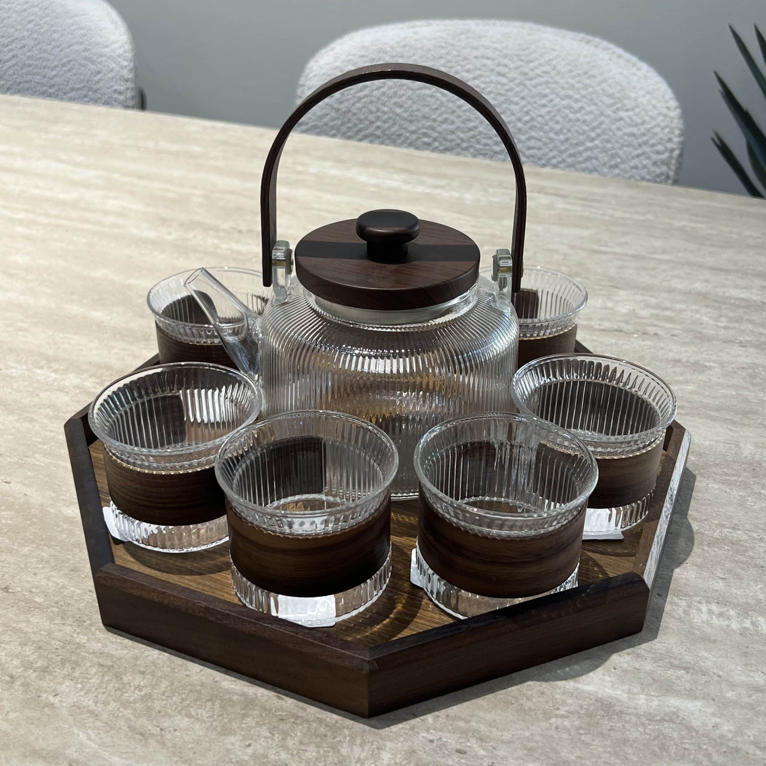 סט 8 חלקים תה/ קפה מגש כוסות קומקום דגם אליס סט 8 חלקים תה/ קפה מגש כוסות קומקום דגם אליס