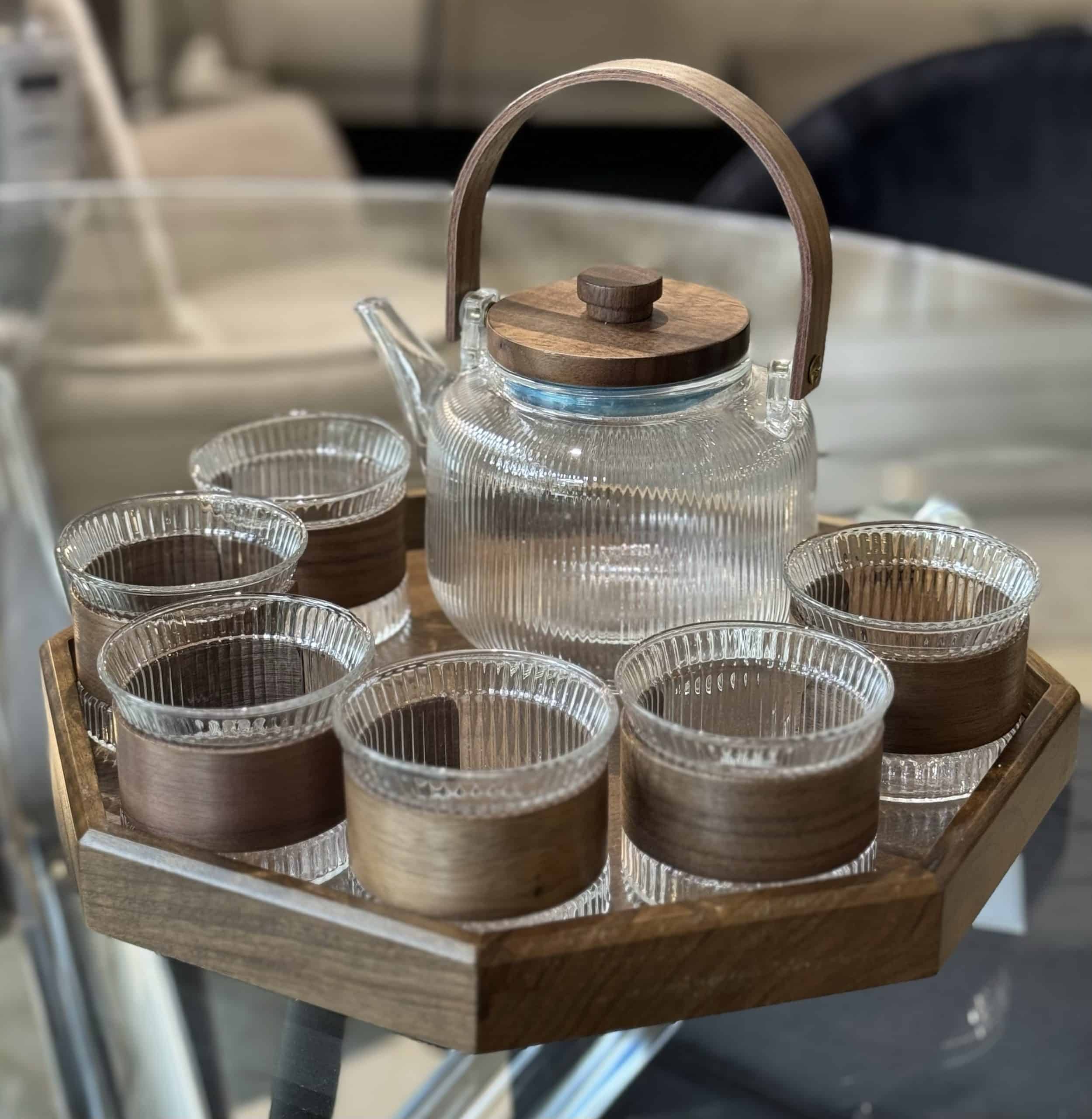 סט 8 חלקים תה/ קפה מגש כוסות קומקום דגם אליס סט 8 חלקים תה/ קפה מגש כוסות קומקום דגם אליס