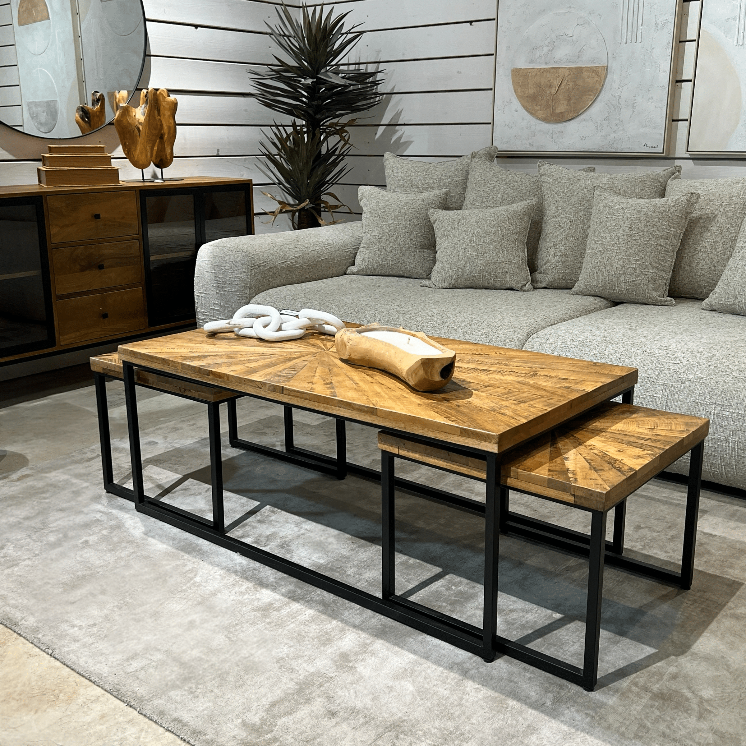 סט 3 שולחנות סלון מיוחדים בעבודת יד דגם סוניל ייבוא קאדו הום