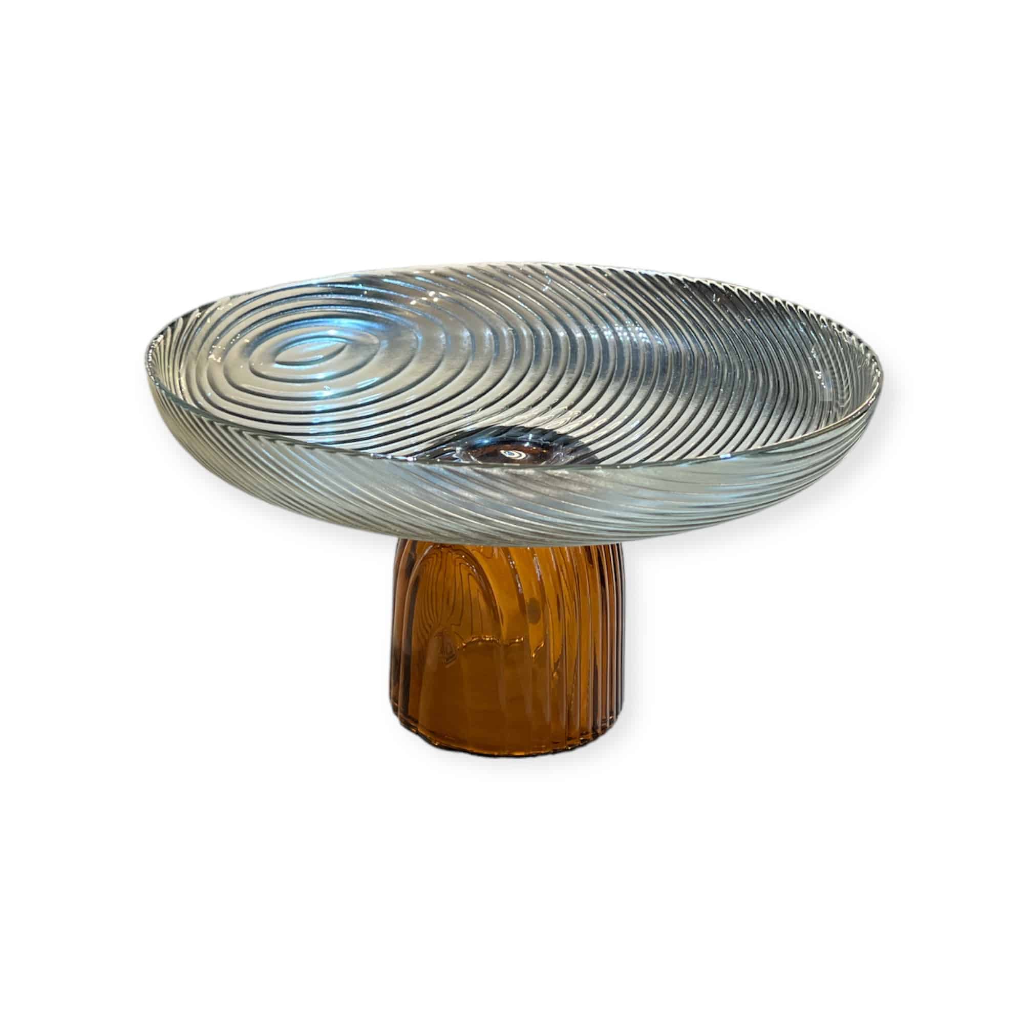 קערת זכוכית על רגל זכוכית גבוה כחול/אמבר דגם אליס קערת זכוכית על רגל זכוכית גבוה כחול/אמבר דגם אליס