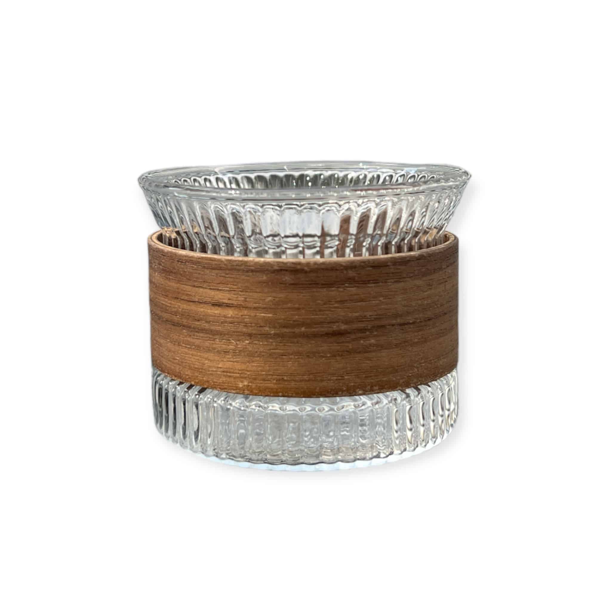 כוס זכוכית פסים מאחז עץ עוטף דגם איקו כוס זכוכית פסים מאחז עץ עוטף דגם איקו