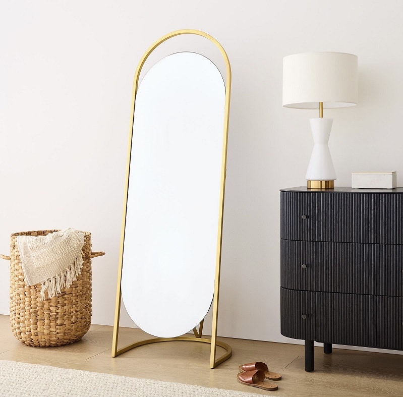 מראה גוף אובאלית במלבן עם רגל דגם שחם מראה גוף אובאלית במלבן עם רגל דגם שחם