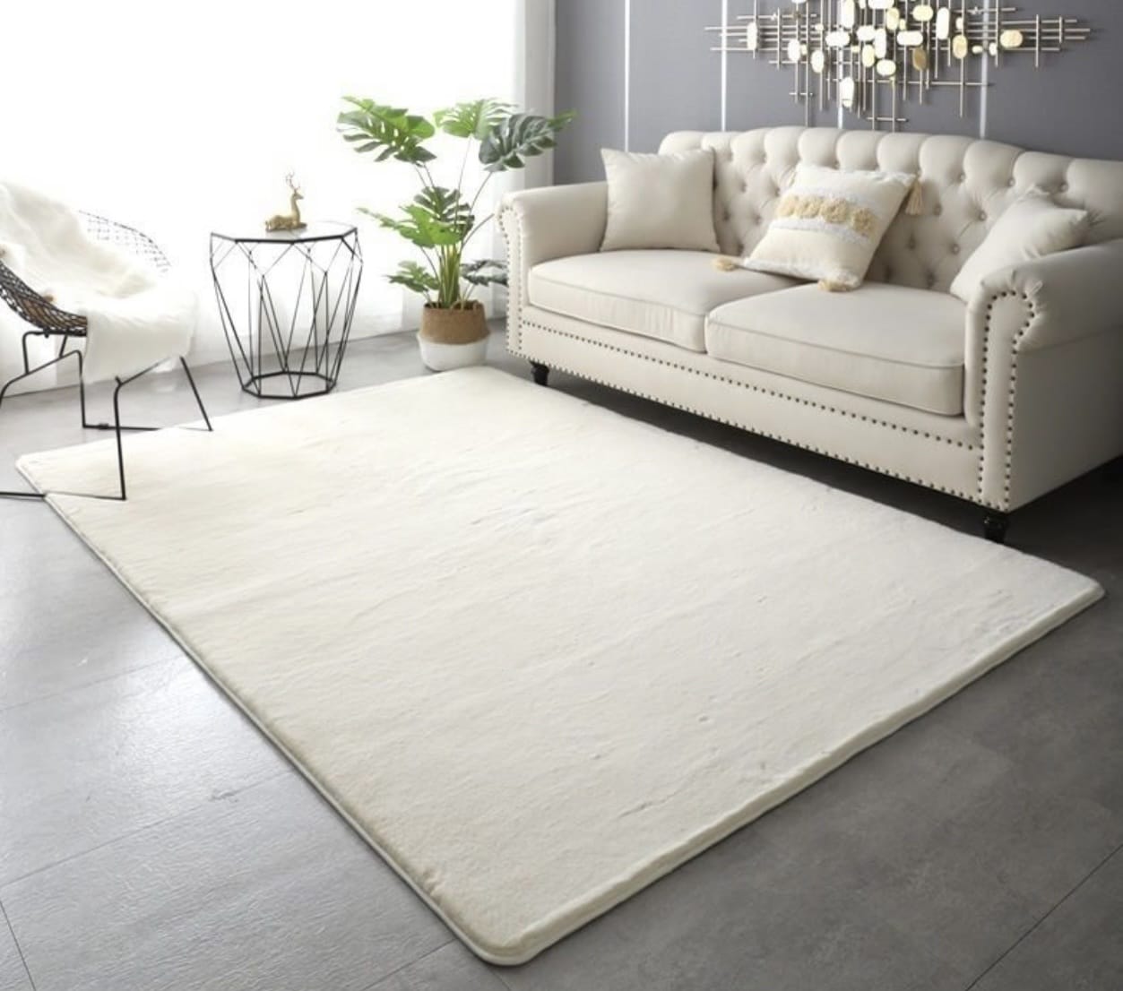 שטיח פרווה שמנת דגם אסף