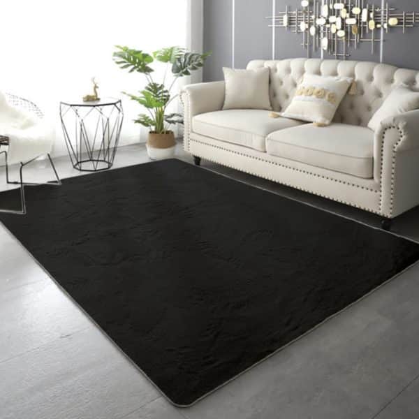 שטיח פרווה שחור דגם אסף