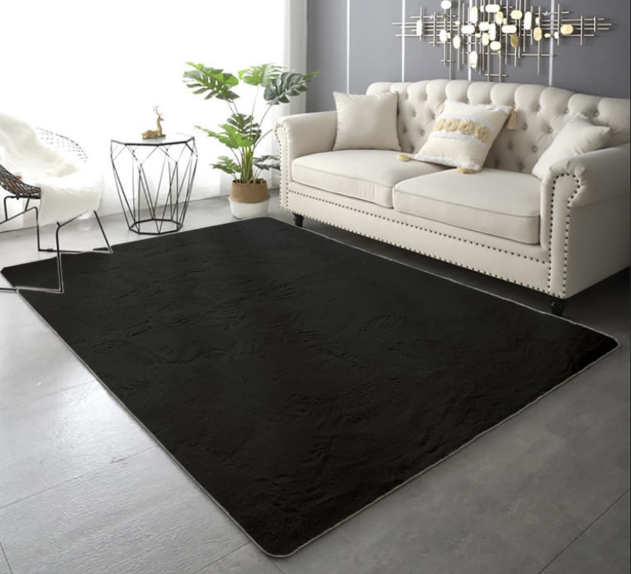 שטיח פרווה שחור דגם אסף