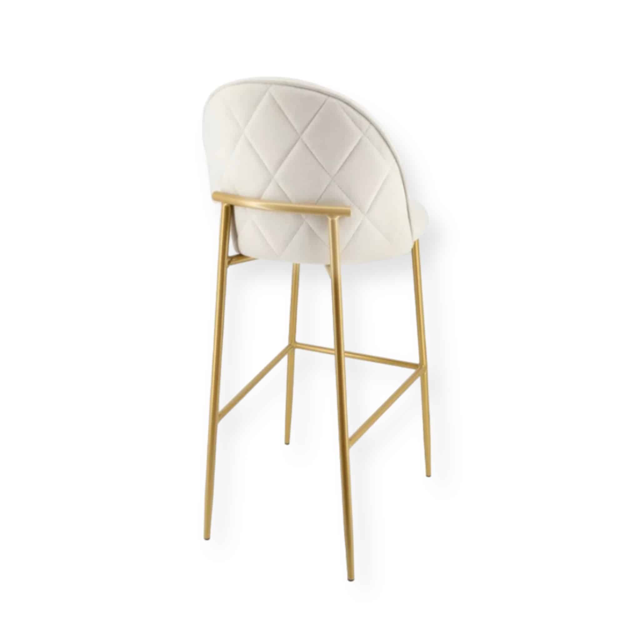 כיסא בר דגם רויאל קטיפה שמנת רגל זהב מבריק כיסא בר דגם רויאל קטיפה שמנת רגל זהב מבריק