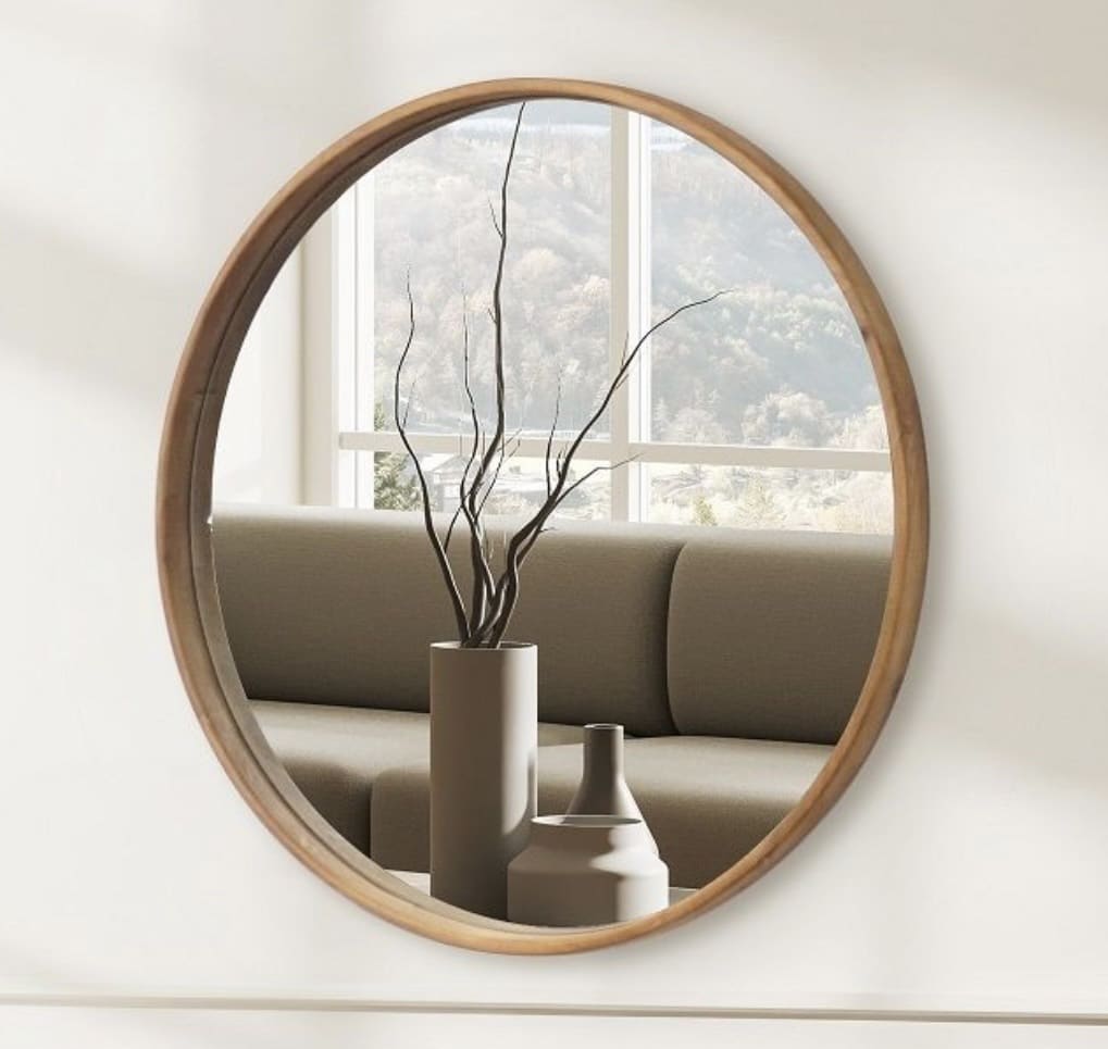 מראה עץ טבעי קוטר 80 דגם שחם מראה עץ טבעי קוטר 80 דגם שחם