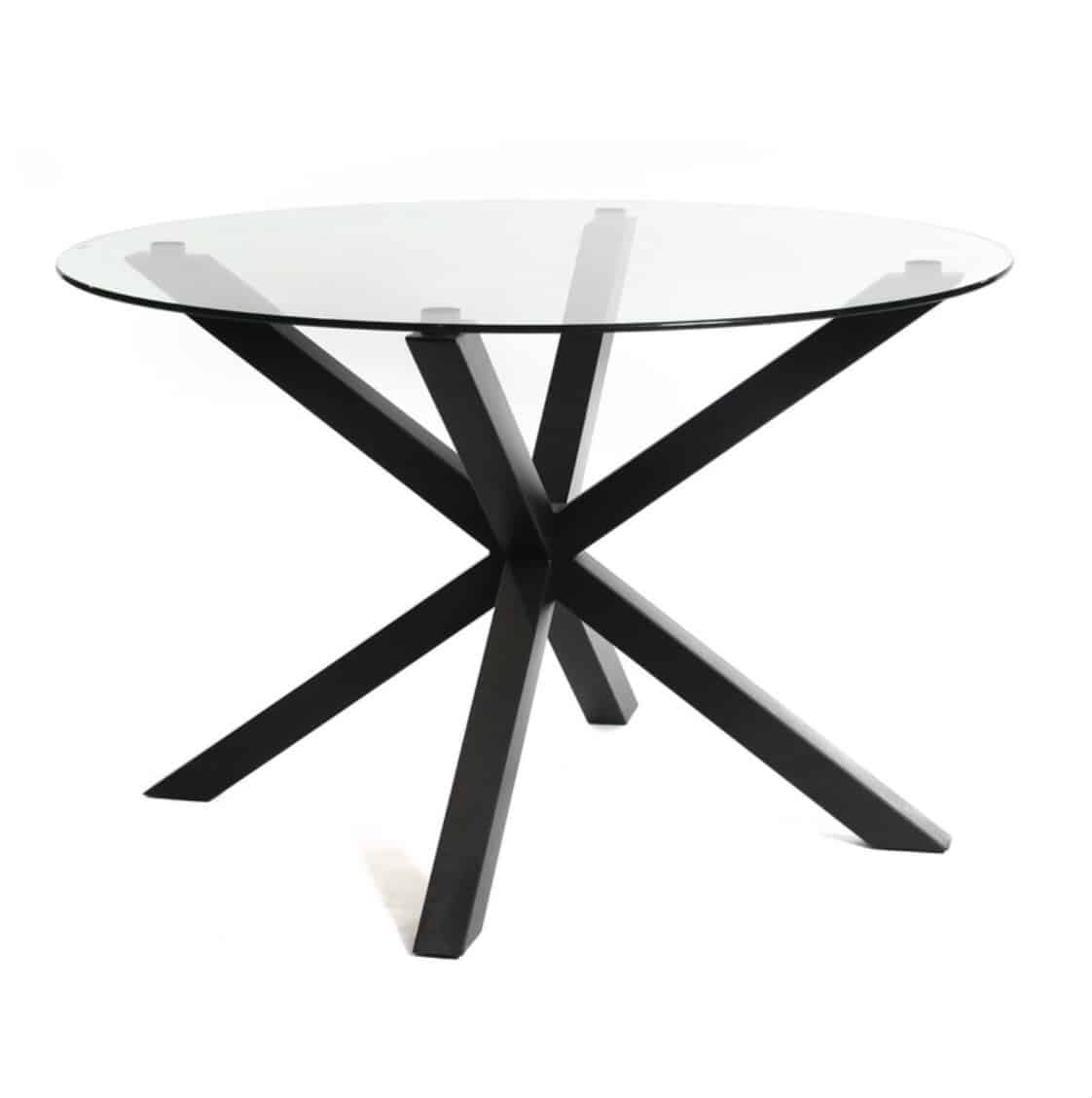 שולחן זכוכית עגול רגלי נירוסטה שחור מט שולחן זכוכית עגול רגלי נירוסטה שחור מט