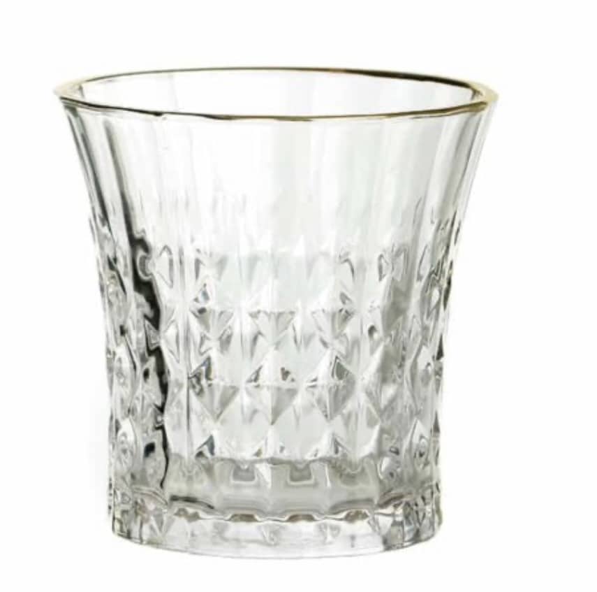 סט 6 כוסות שתיה קרה זכוכית מעויינים ועיטורי זהב סט 6 כוסות שתיה קרה זכוכית מעויינים ועיטורי זהב