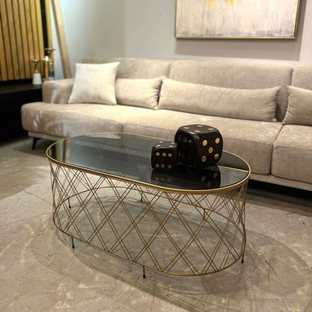 שולחן סלון רשת איקסים זהב זכוכית כהה - חיסול! שולחן סלון רשת איקסים זהב זכוכית כהה - חיסול!