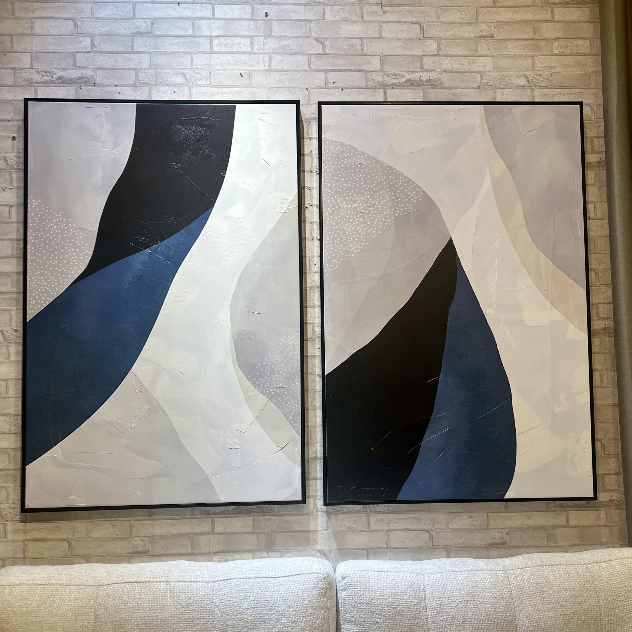 תמונה אבסטרקטית גוונים אפור וכחול עבודת יד בשילוב מסגרת תמונה אבסטרקטית גוונים אפור וכחול עבודת יד בשילוב מסגרת