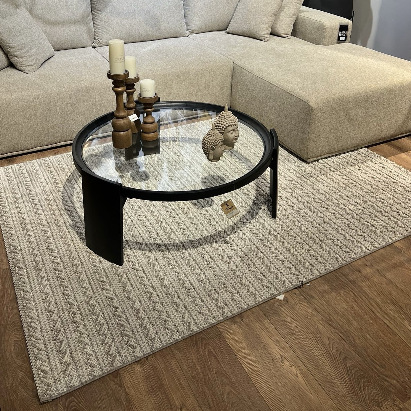 שטיח קליפורניה אפור לבן צמה שטוחה