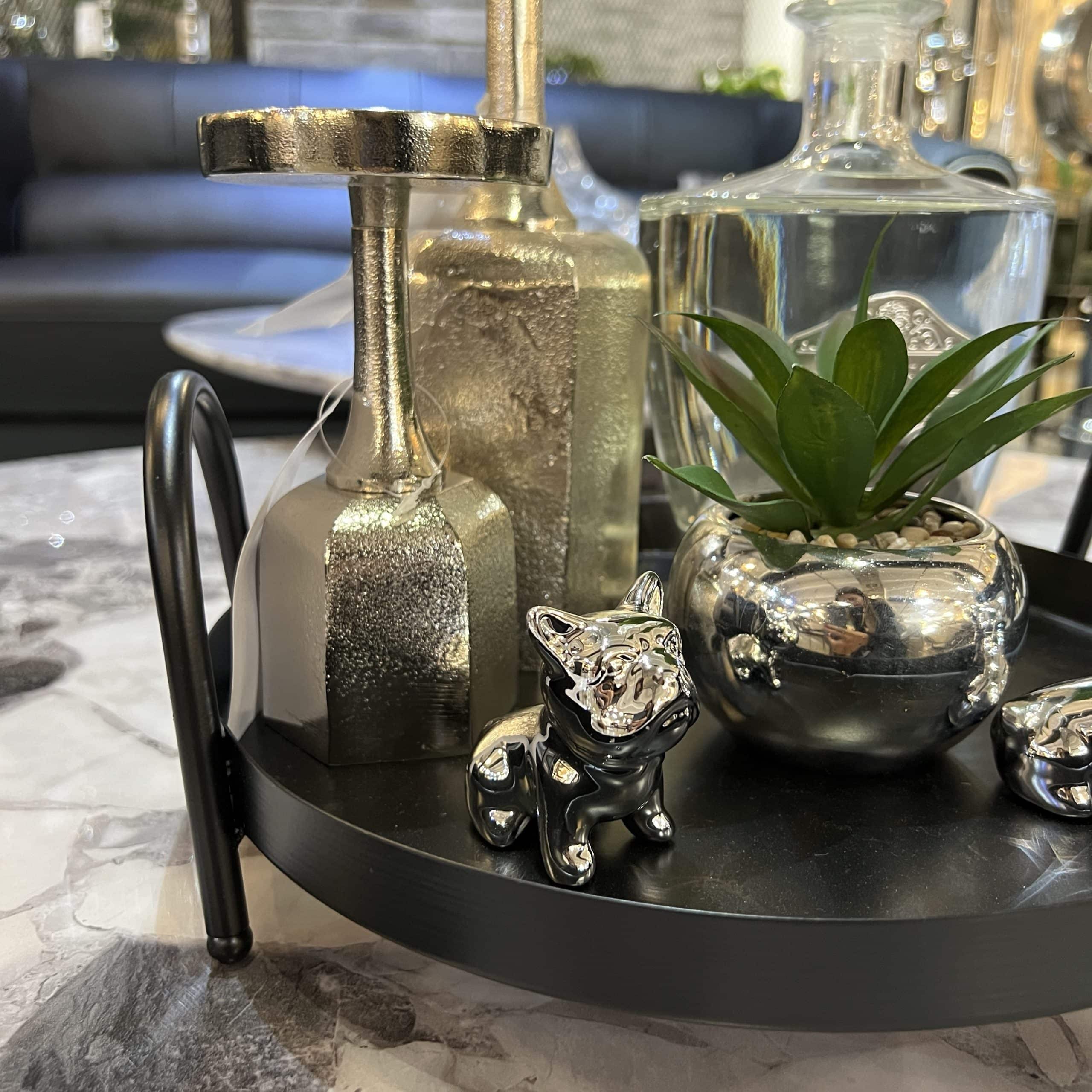 פסל כלב מיני בולדוג זהב / ניקל