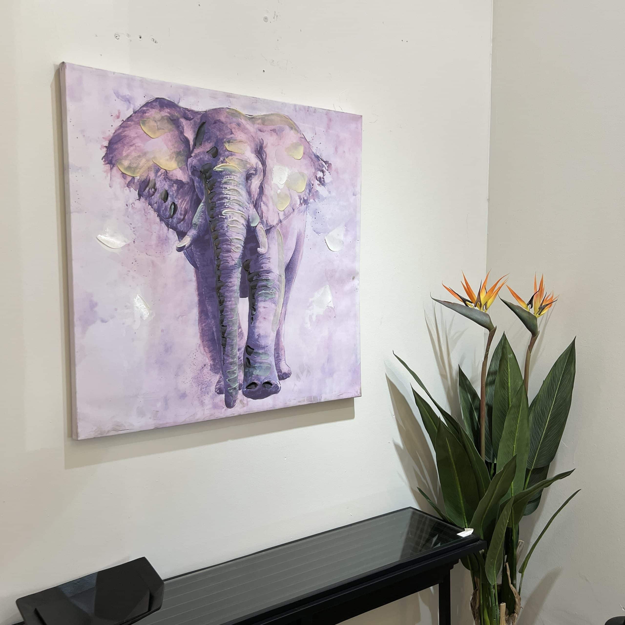 תמונה עבודת יד קנבס פיל צבעוני 80/80 דגם איקו תמונה עבודת יד קנבס פיל צבעוני 80/80 דגם איקו