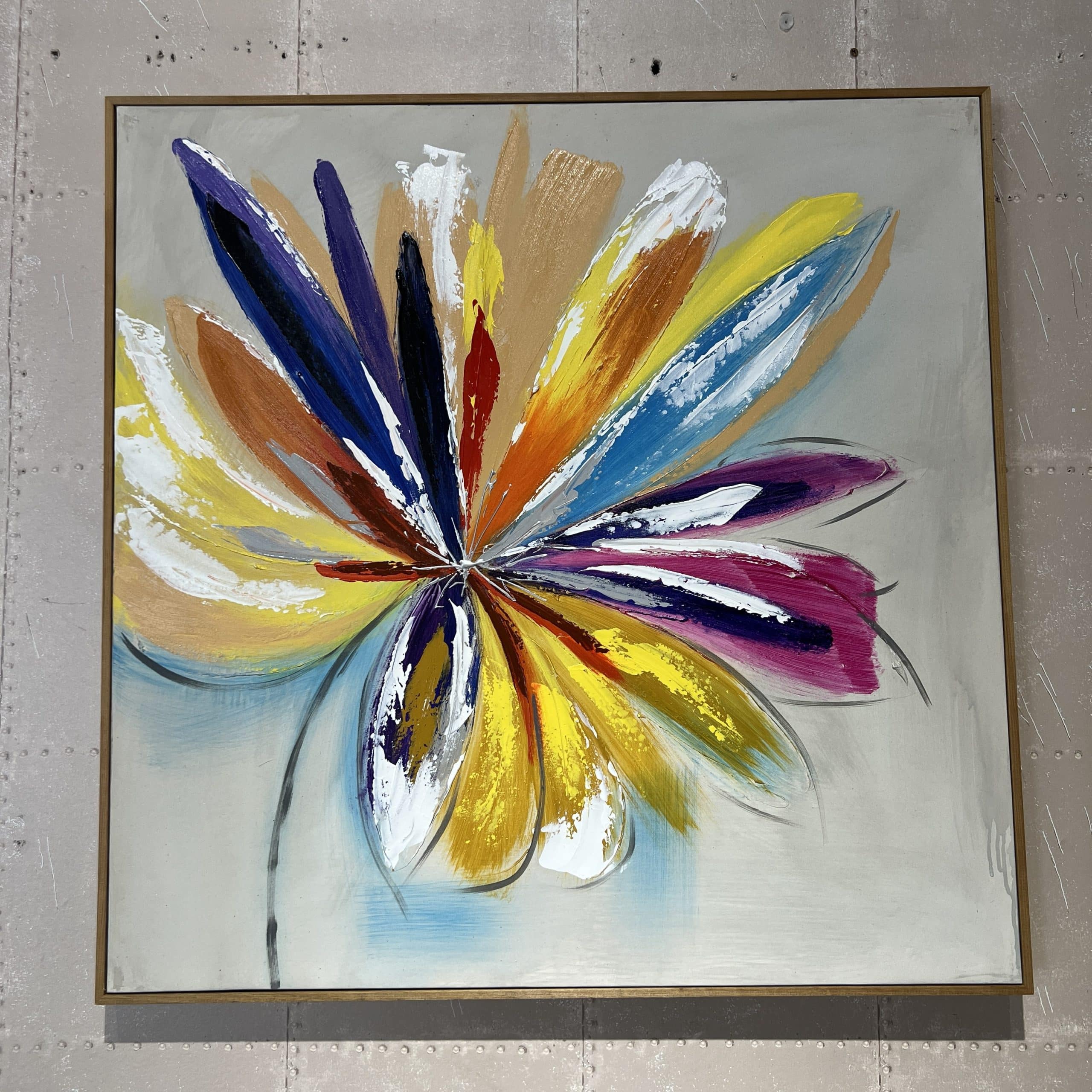 תמונה עבודת יד פרח צבעוני כחול ורוד מסגרת עץ דגם איקו תמונה עבודת יד פרח צבעוני כחול ורוד מסגרת עץ דגם איקו