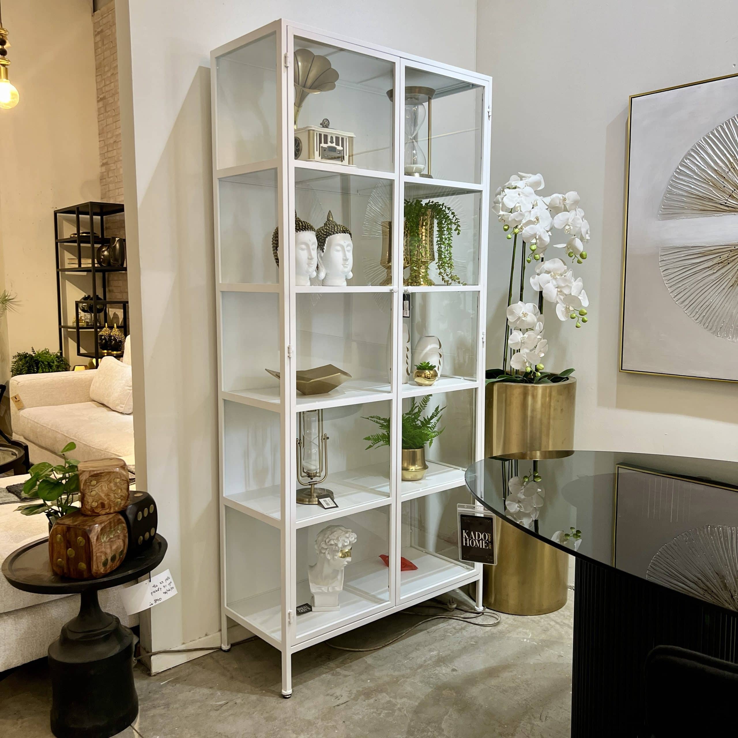 ויטרינה מתכת פרזול לבן דגם גולי ויטרינה מתכת פרזול לבן דגם גולי