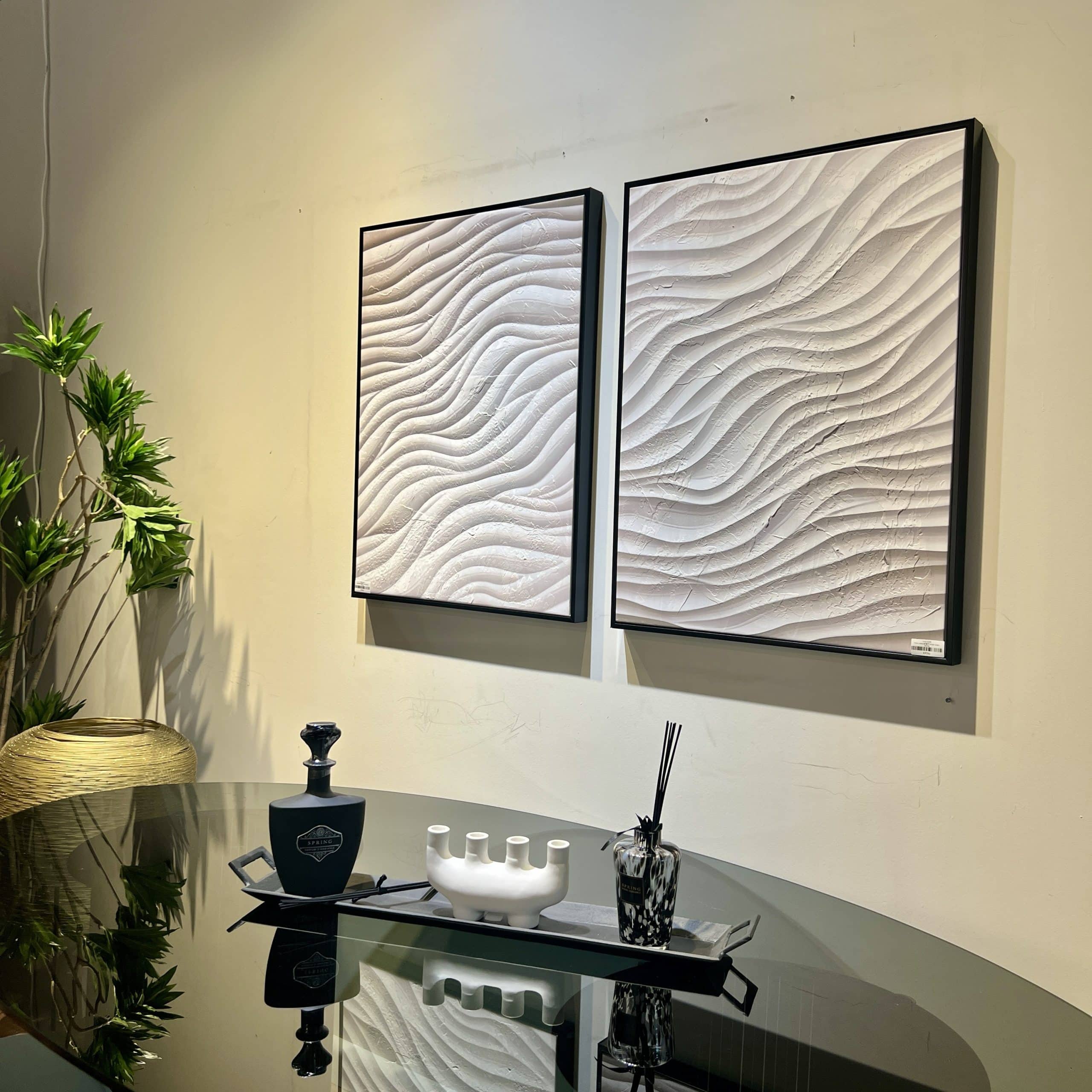 תמונה גלים בהירים עבודת יד מסגרת שחורה תמונה גלים בהירים עבודת יד מסגרת שחורה