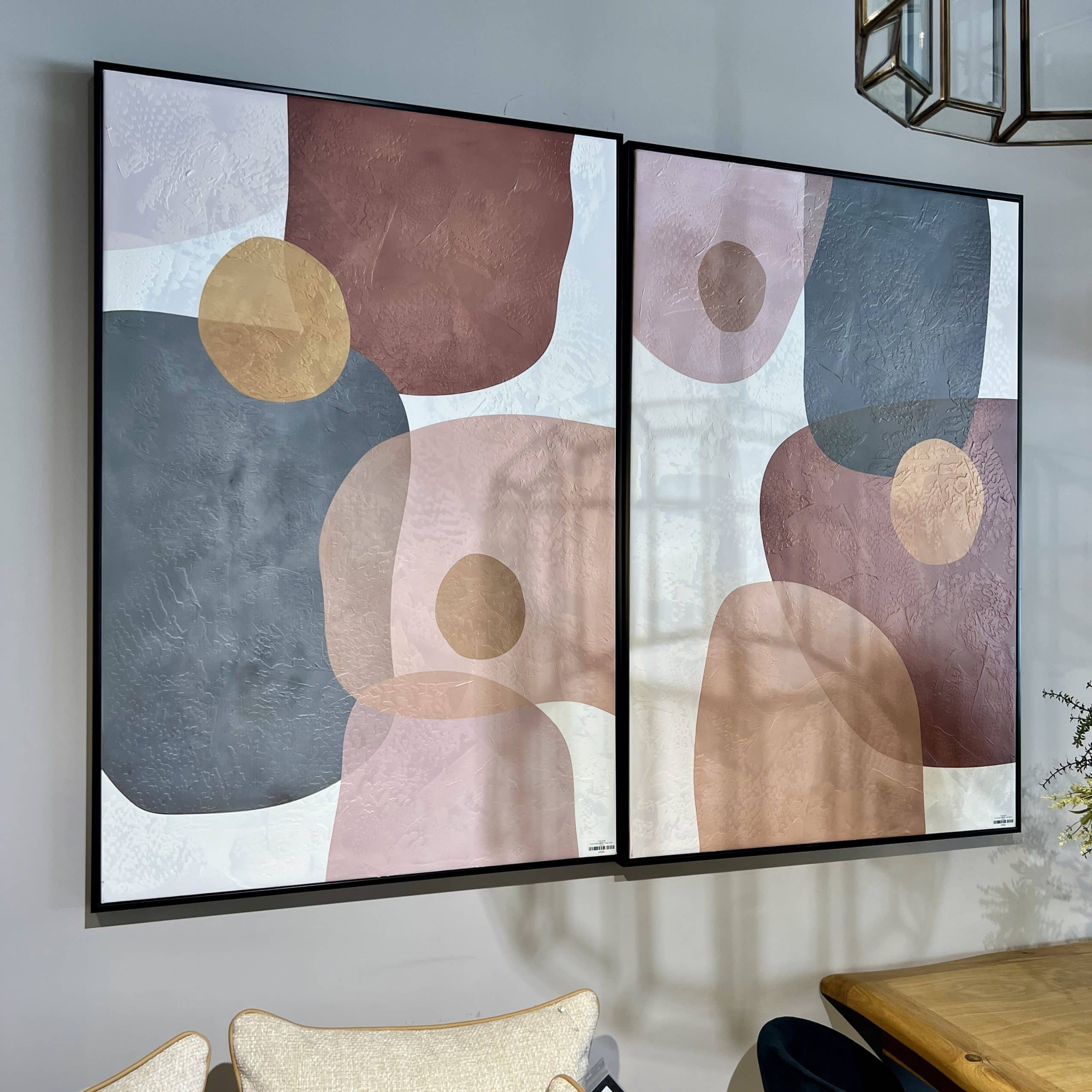 תמונת עיגולים צבעונים עבודת יד ומסגרת שחורה