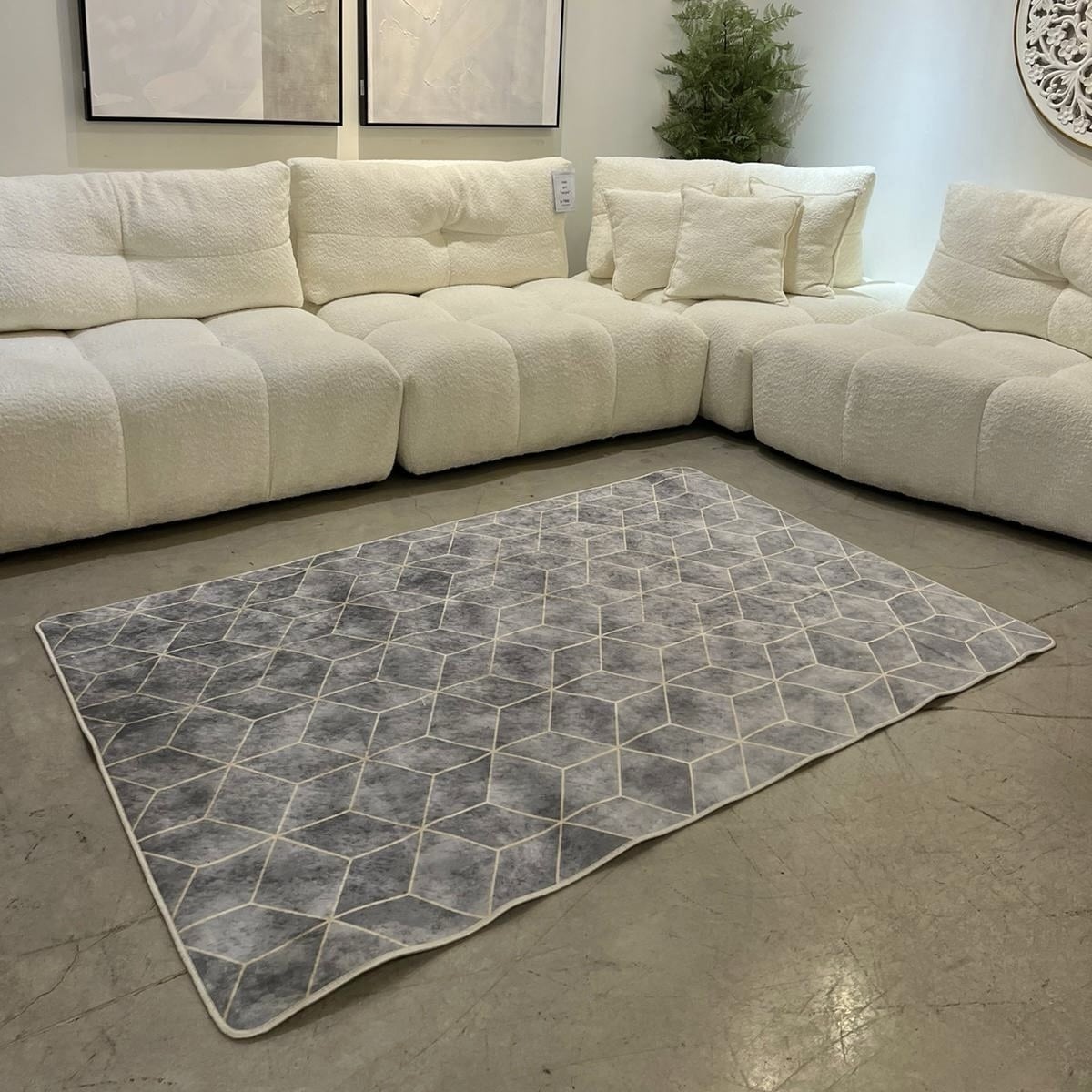 שטיח תלת מימד קוביות אפור דגם טאי