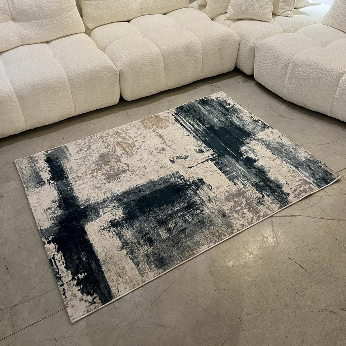 שטיח אבסטרקט בז כחול דגם FACIFIC