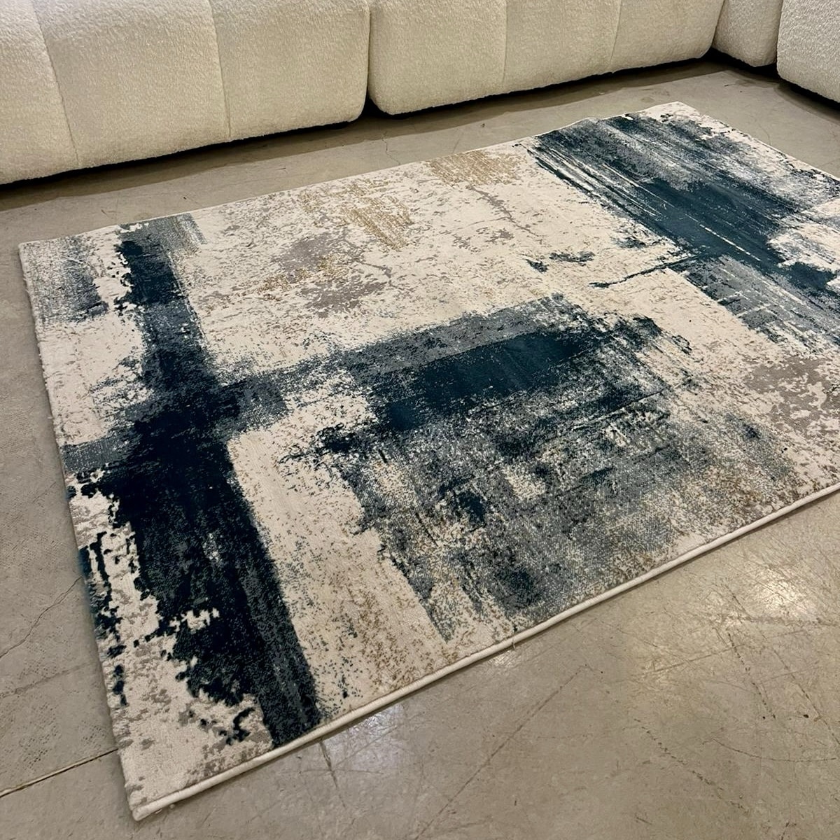 שטיח אבסטרקט בז כחול דגם FACIFIC