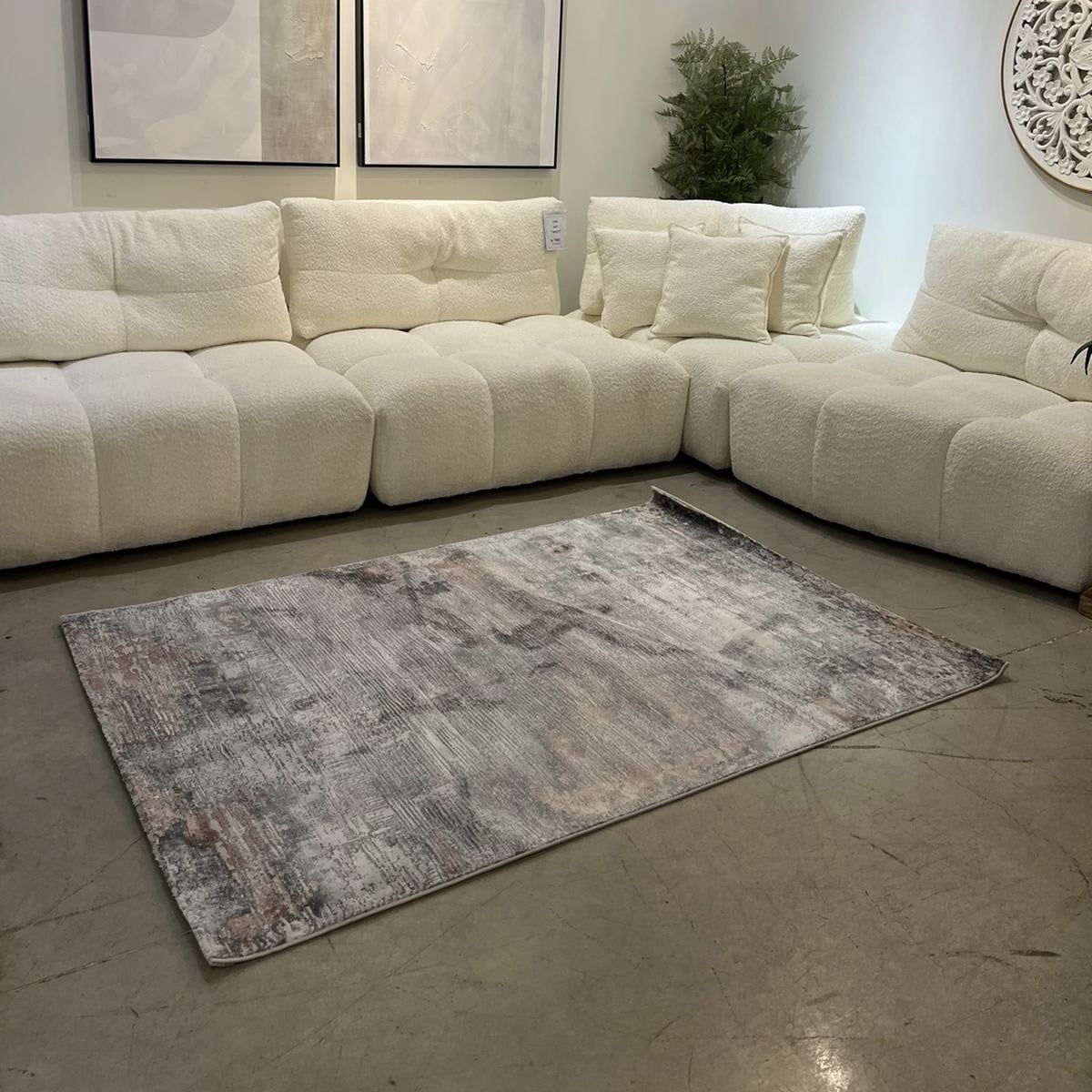 שטיח אבסטרקט מודרני אפור ניוד דגם סורנטו