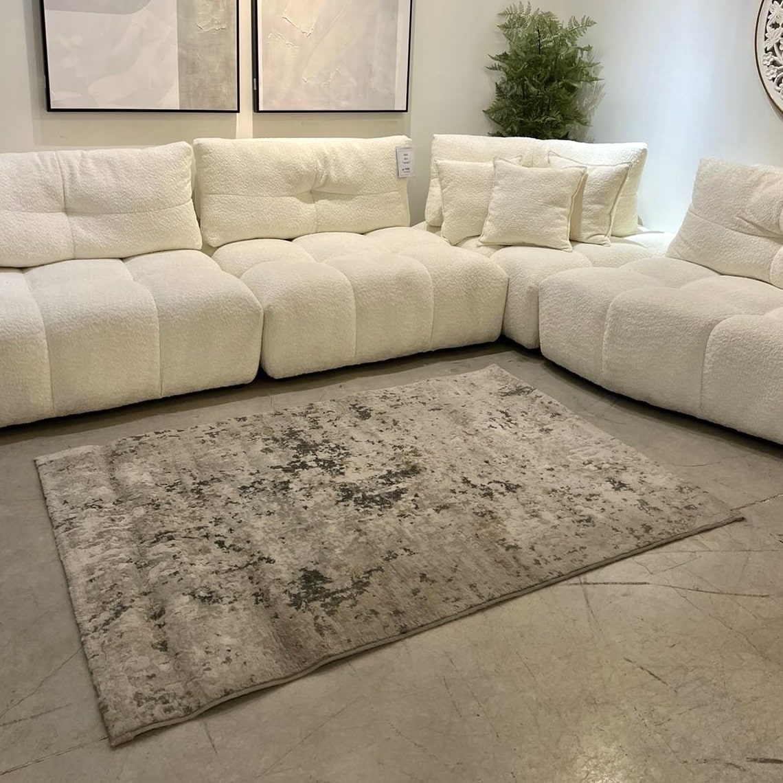 שטיח אבסטרקט אפור ותכלת דגם FACIFIC