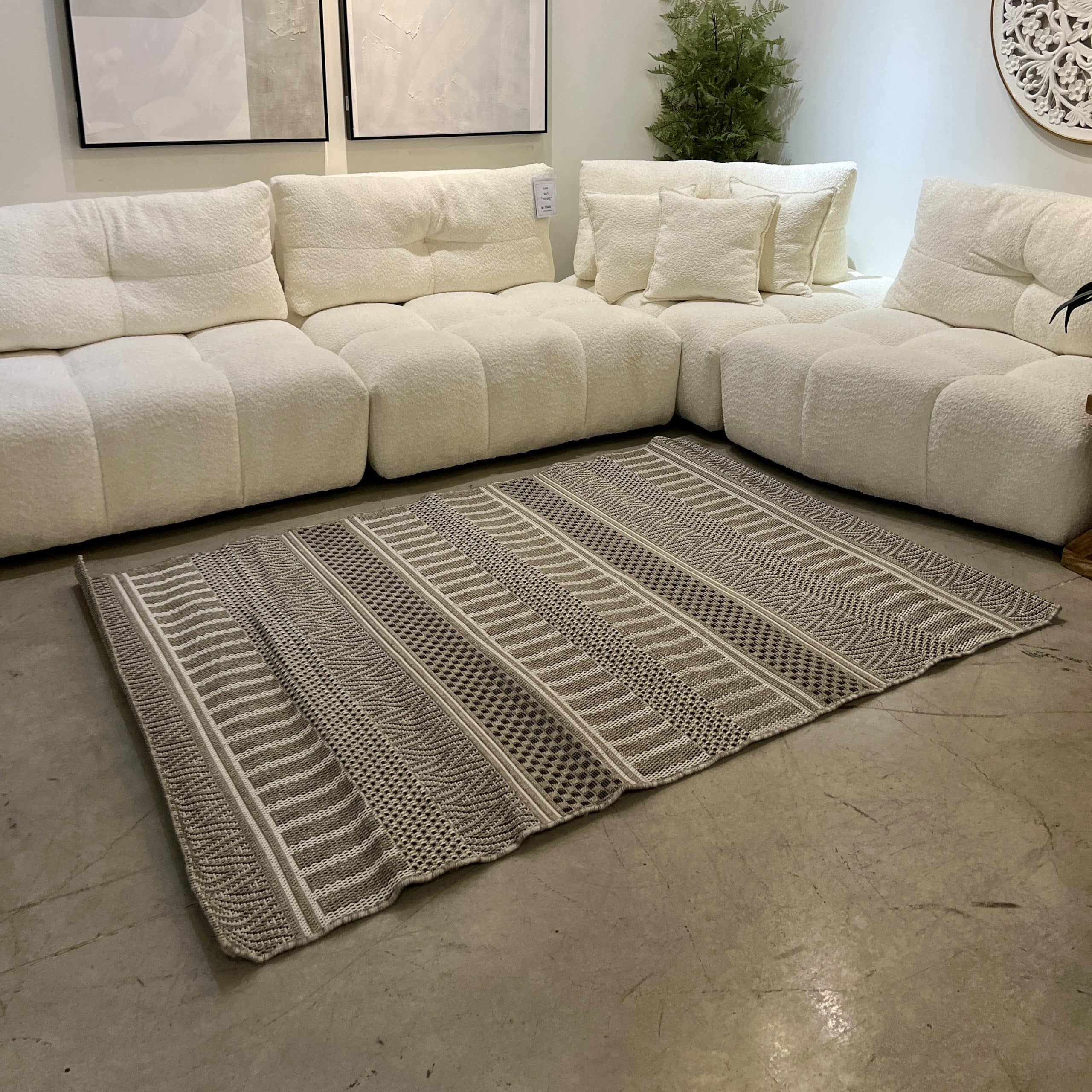 שטיח קש קלוע גאומטרי דגם דלהי