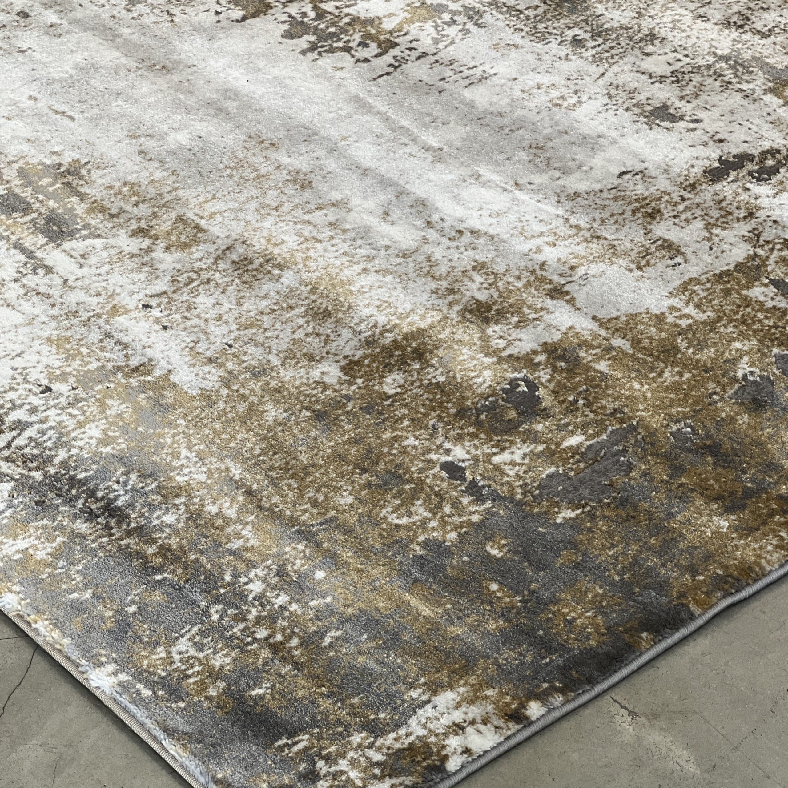 שטיח אבסטרקט אפור חרדל דגם ארנה