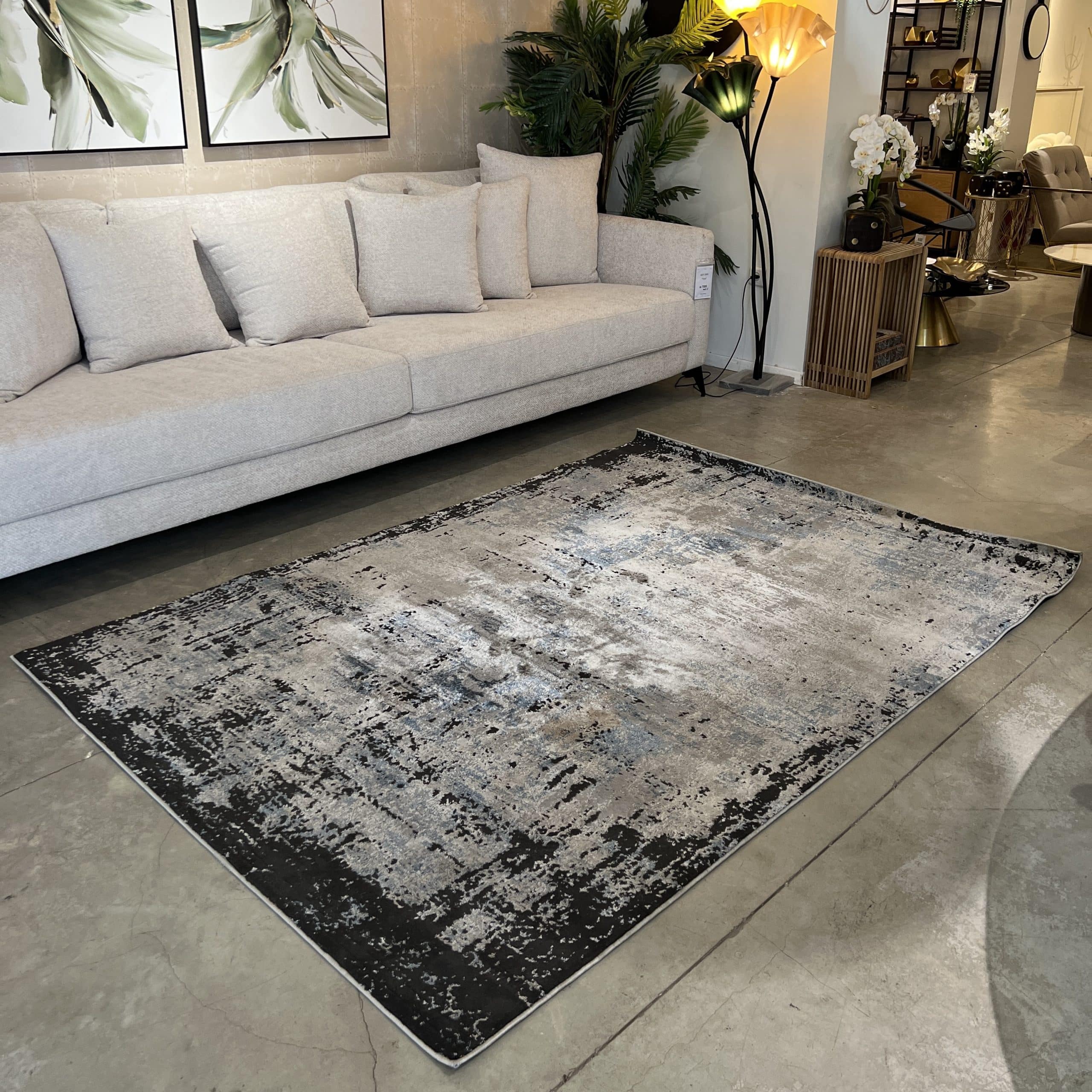 שטיח מודרני אפור כחול דגם רומא