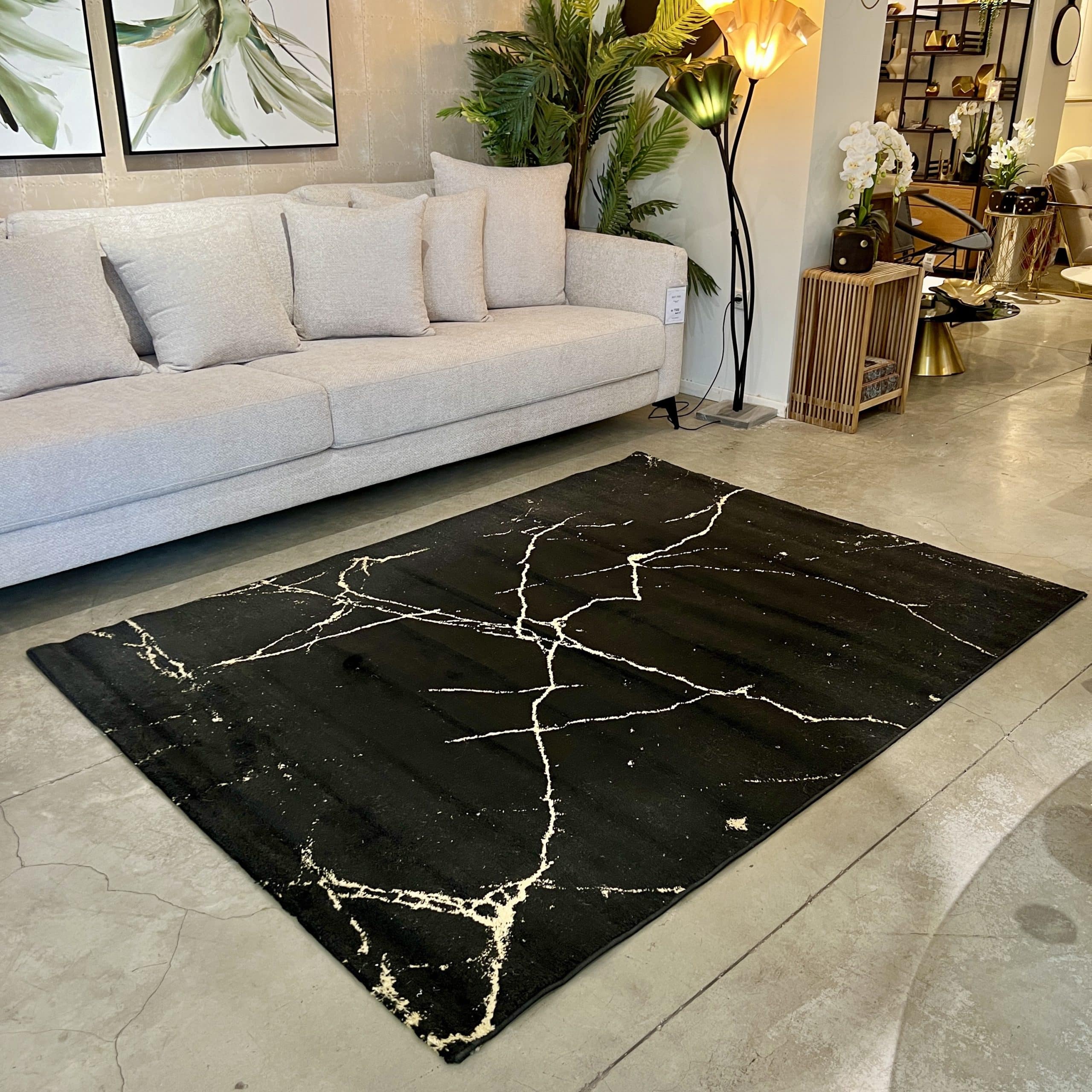 שטיח שיש שחור לבן דגם ויה