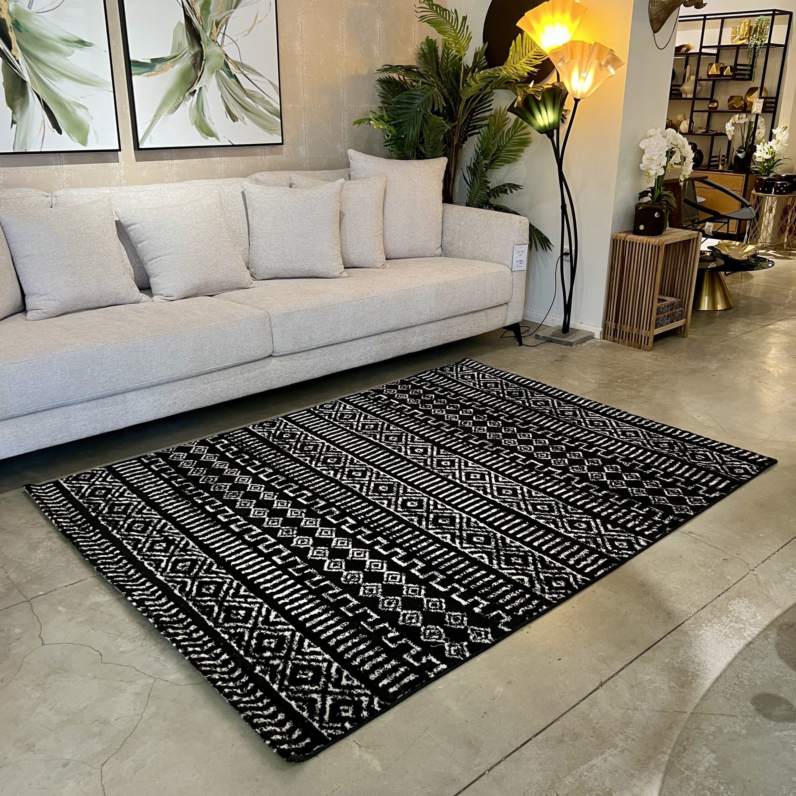 שטיח סקנדינבי שחור לבן דגם ויה