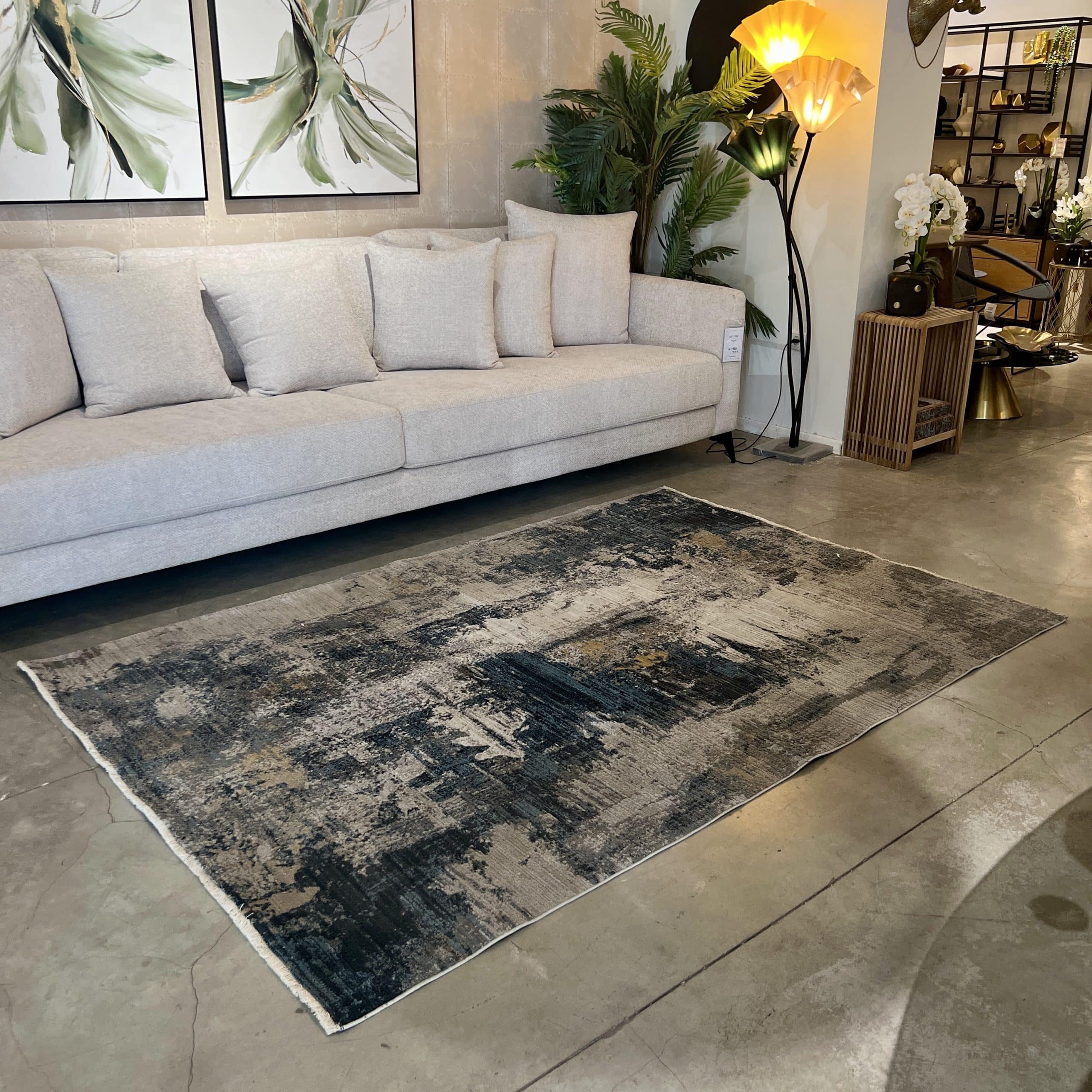 שטיח אפור כחול דגם אטלנטה