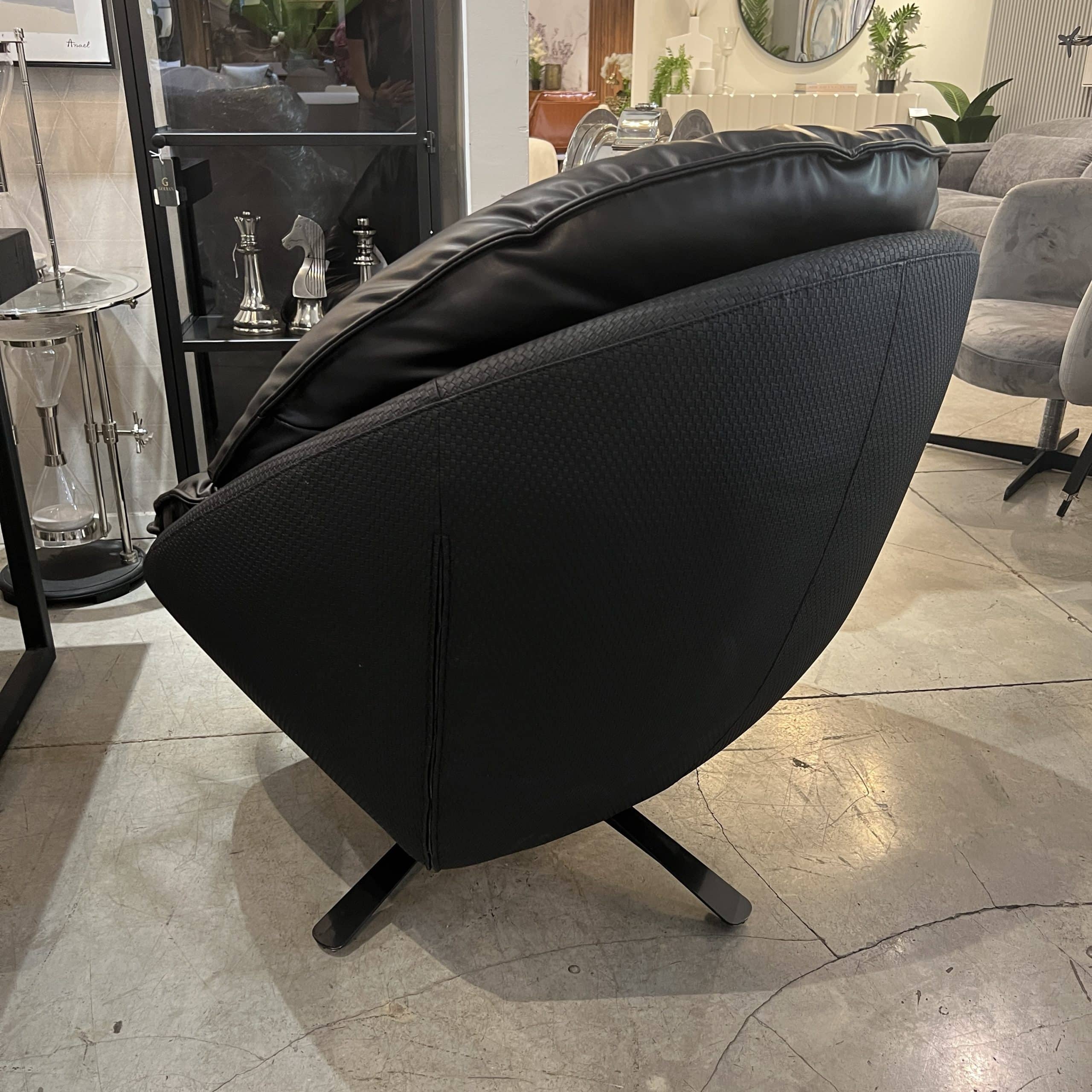 כורסא עגולה דילן מסתובבת דמוי עור שחור דגם סופיטל כורסא עגולה דילן מסתובבת דמוי עור שחור דגם סופיטל