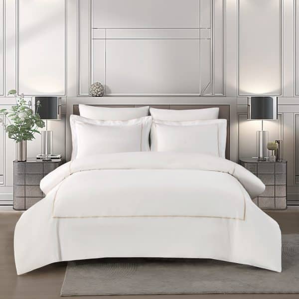 סט מצעים לבן וזהב דגם רויאלטי מאריוט