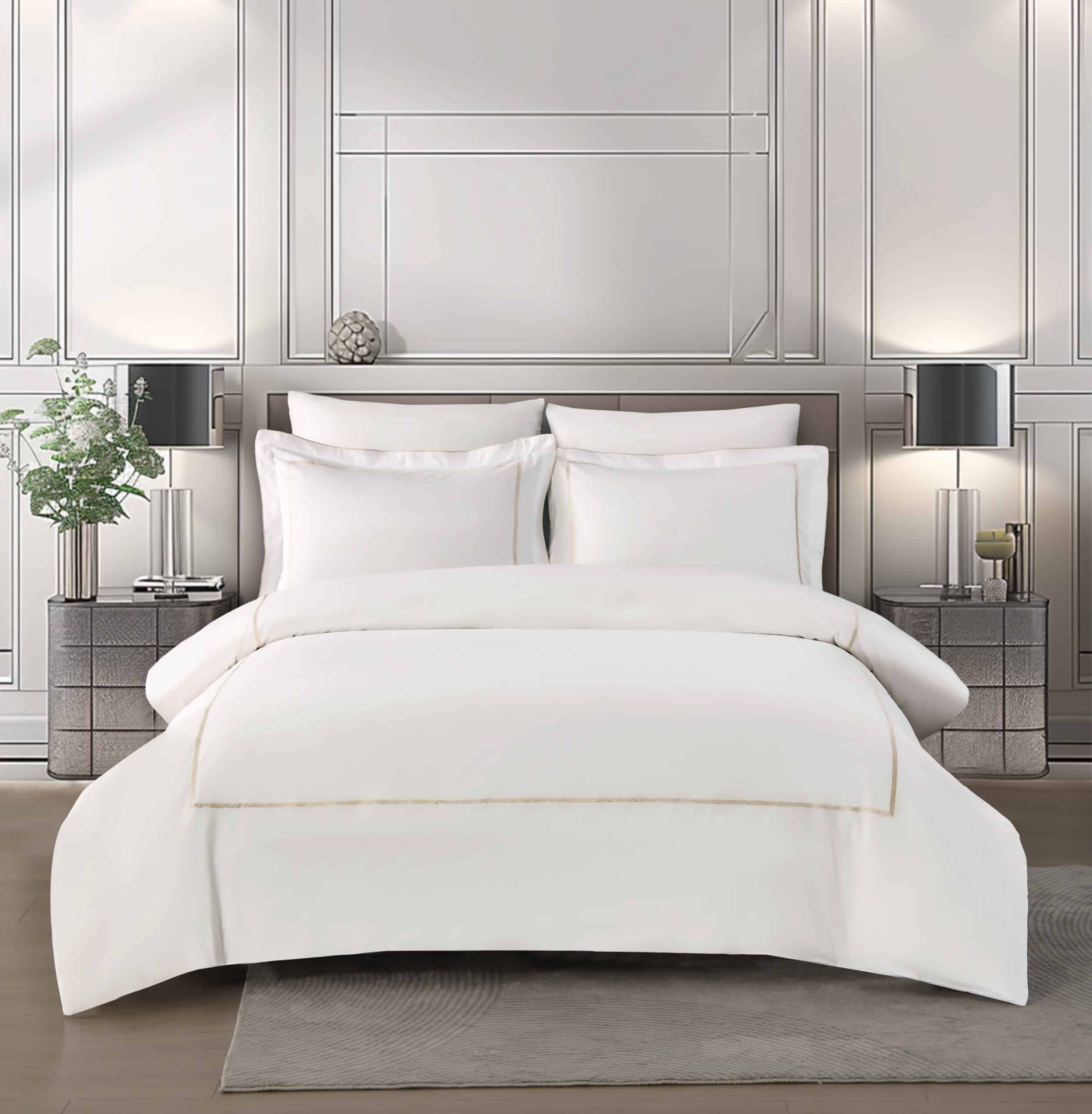 סט מצעים לבן וזהב דגם רויאלטי מאריוט סט מצעים לבן וזהב דגם רויאלטי מאריוט