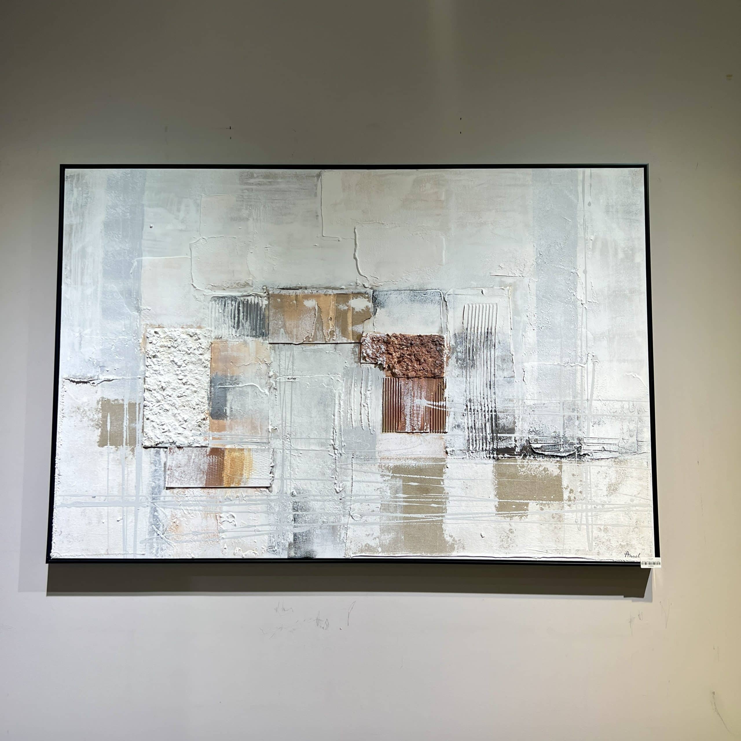 תמונה שמן אבסטרקט צבעים עדינים בשילוב מסגרת דגם אנאל